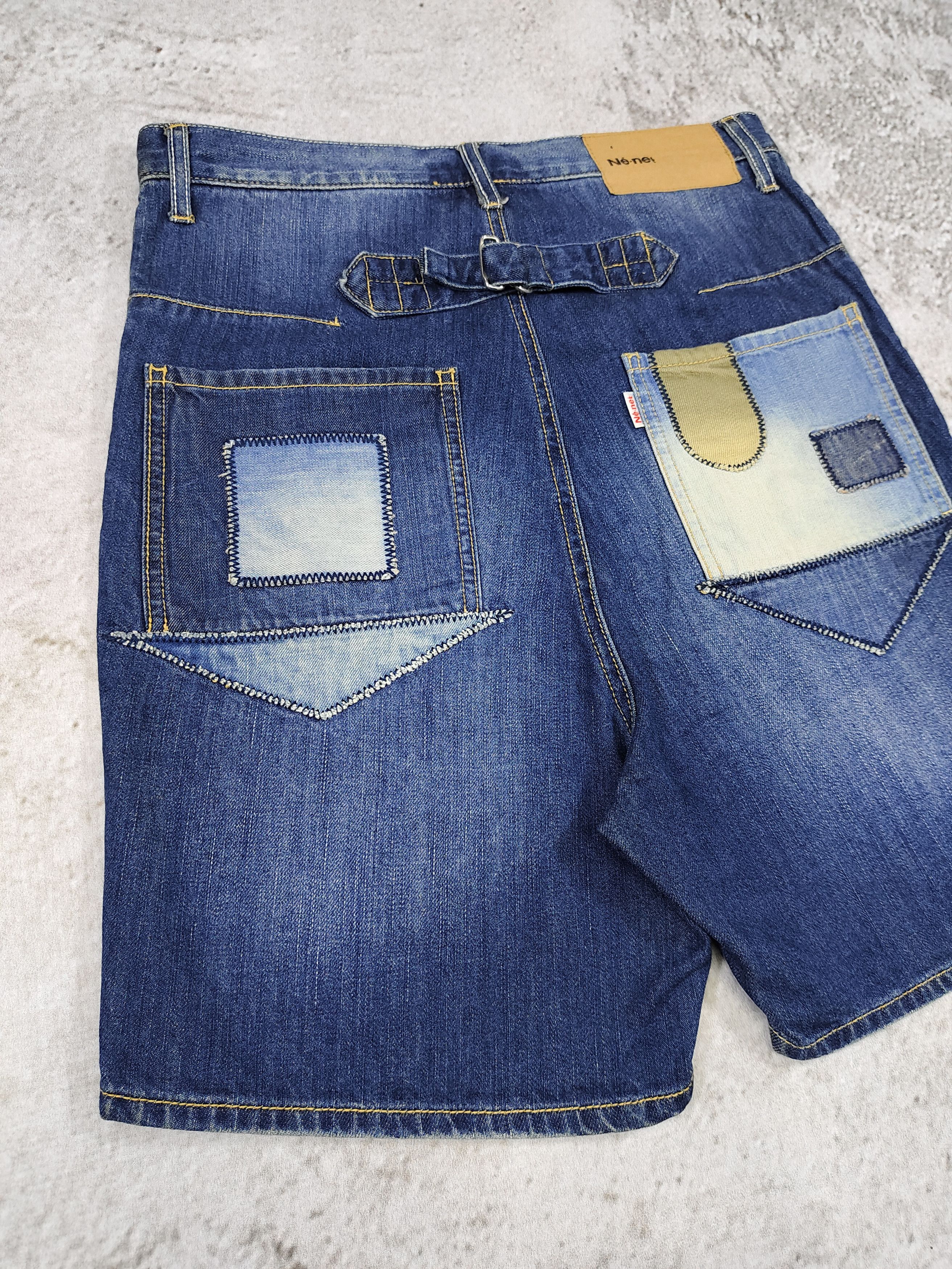 Ne-Net 00s Ne-Net- Archive Hand Stitched Pacthwork Denim Short Size 29" - 5 Thumbnail