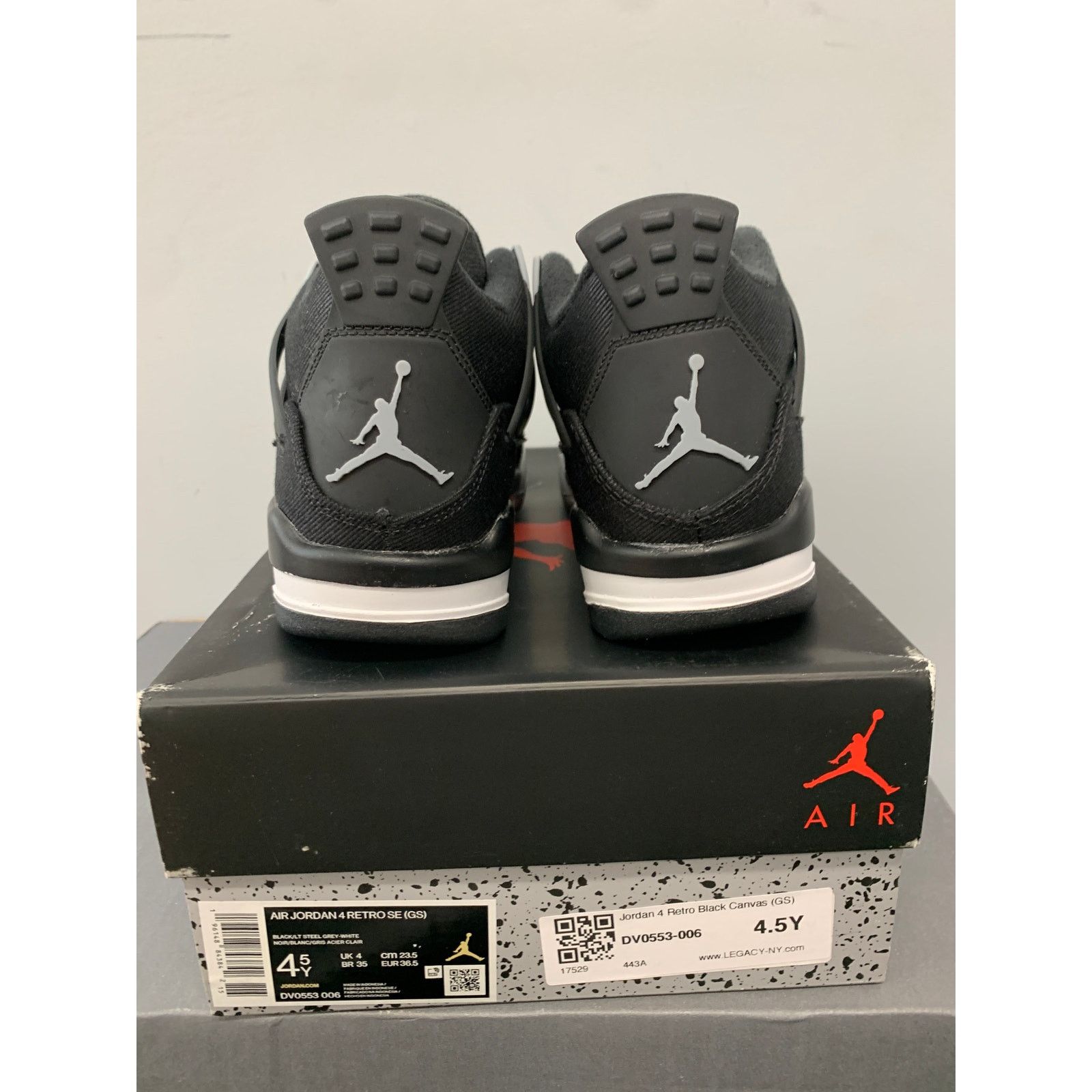 Nike Nike Air Jordan 4 Retro Black Canvas GS Size 4.5Y BRAND NEW Size US 5 / EU 37 - 2 Thumbnail