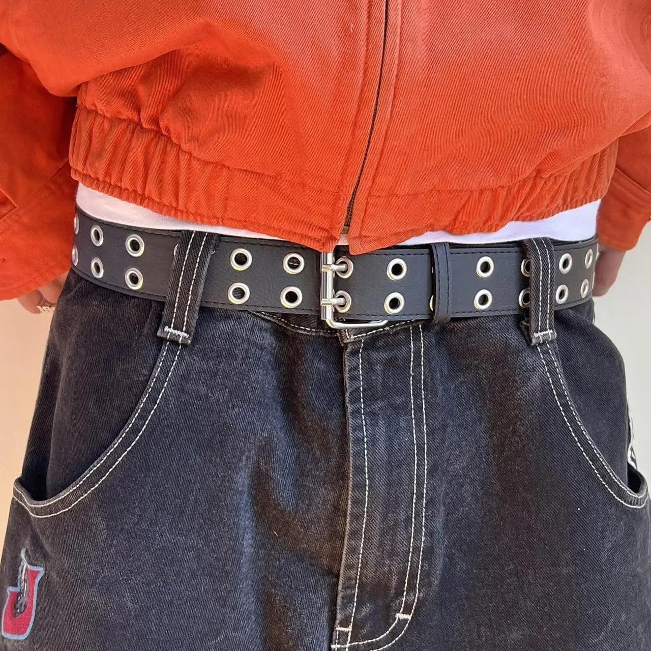 Cowboy Equipment y2k style round studded vegan leather grunge belt Size ONE SIZE - 7 Thumbnail
