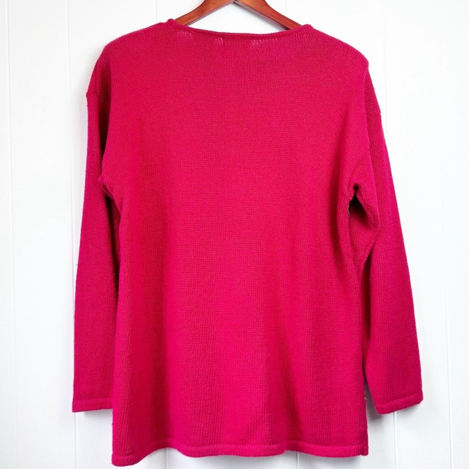 Vintage Christmas Red Beaded Appliqué Pullover Sweater Women’s M/L Size M / US 6-8 / IT 42-44 - 6 Thumbnail