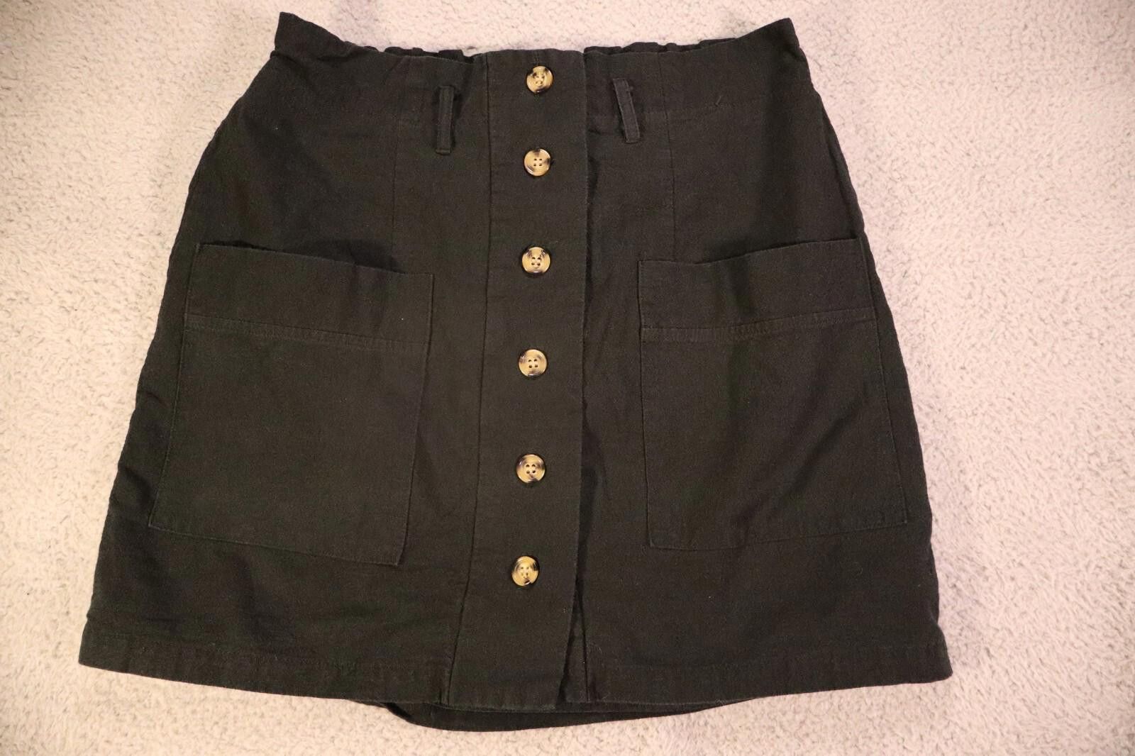 Other Hesperus Black Cotton Linen Button Skirt Sz Large Size 36" / US 14 / IT 50 - 1 Thumbnail
