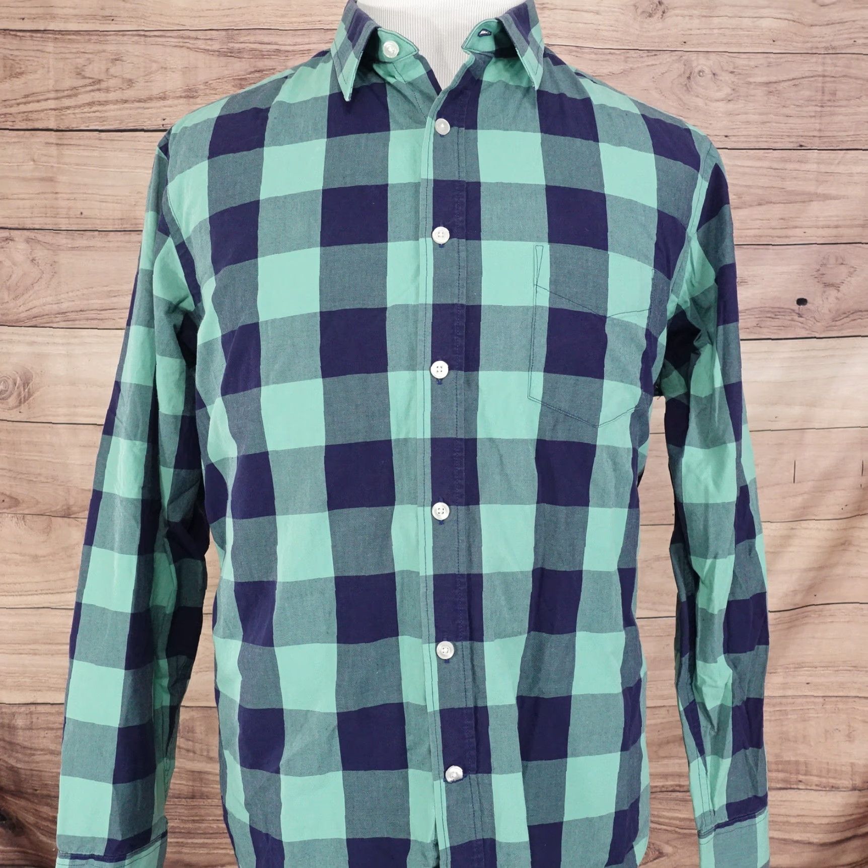 UNTUCKit VINTAGE UNTUCKit Green Check Button Down Shirt Men XL Cotton Casual Business Formal Wedding Size US XL / EU 56 / 4 - 3 Thumbnail