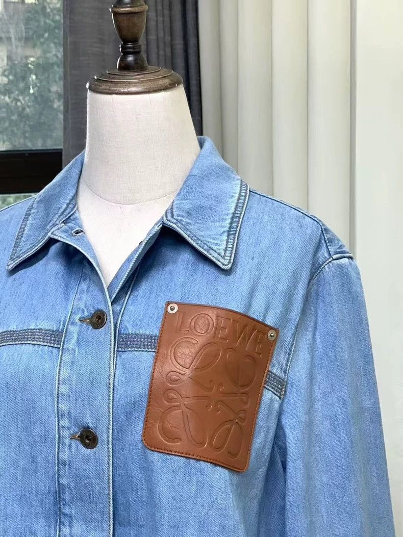 Loewe LOEWE Patchwork leather card logo denim jacket Size XS / US 0-2 / IT 36-38 - 2 Thumbnail