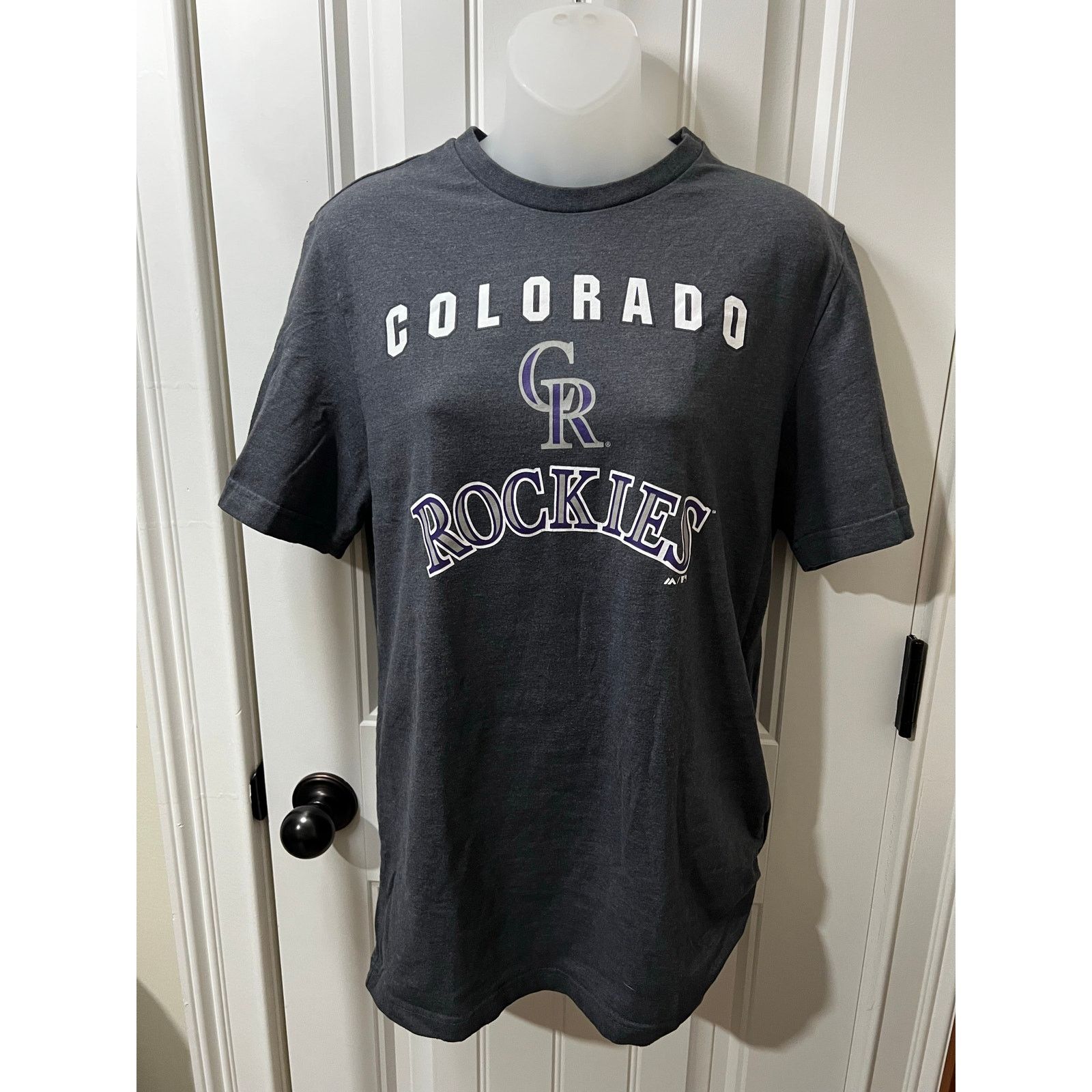 Majestic Colorado Rockies Team CR Graphic T-Shirt Top Gray Medium Top Size M / US 6-8 / IT 42-44 - 2 Thumbnail