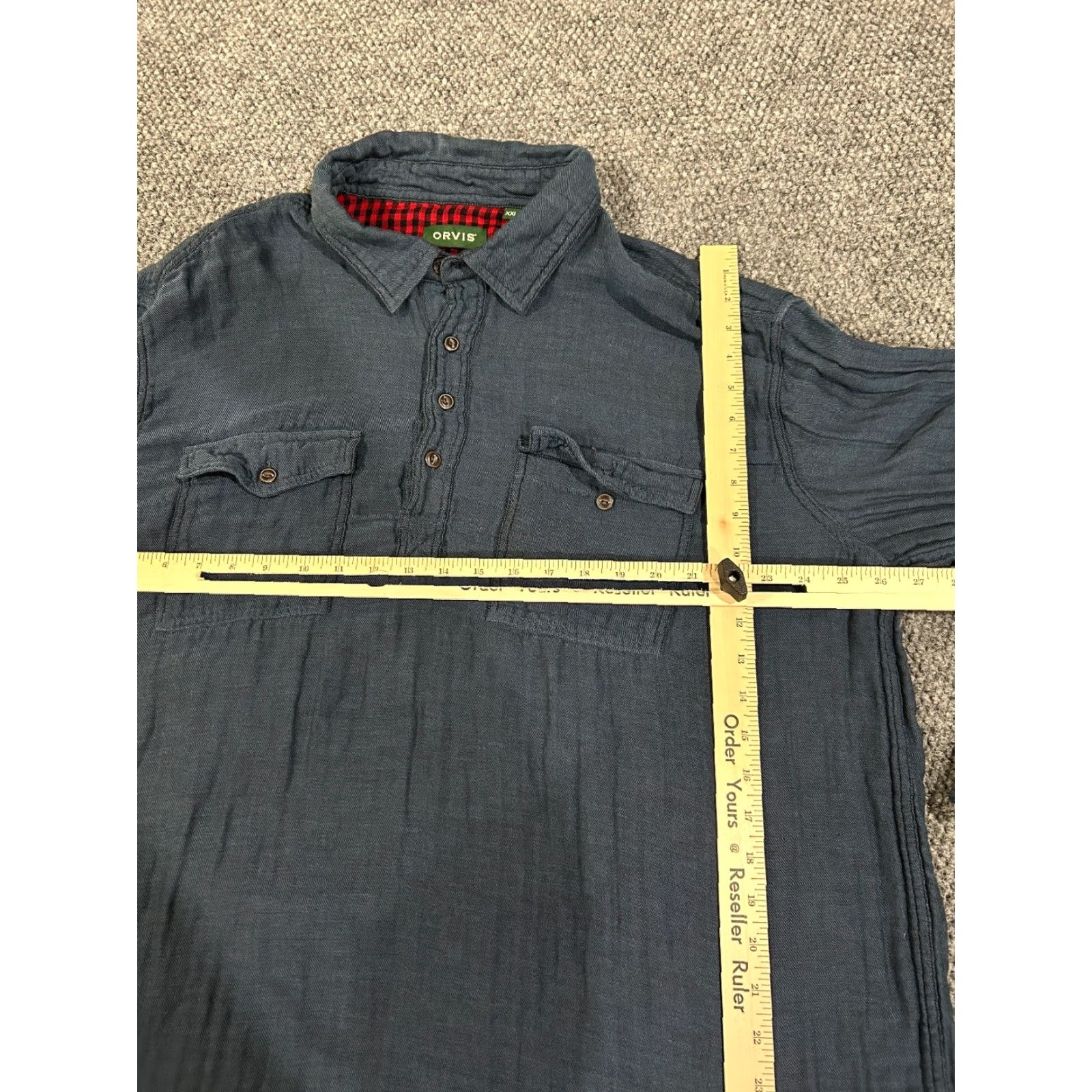 Orvis Orvis Shirt Mens 2XL Blue Chambray Flannel Lined Outdoor Workwear Button Up Size US XXL / EU 58 / 5 - 3 Thumbnail