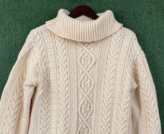 Vintage 90’s Fisherman Weave Ivory Turtle Neck Sweater Large Size L / US 10 / IT 46 - 2 Thumbnail