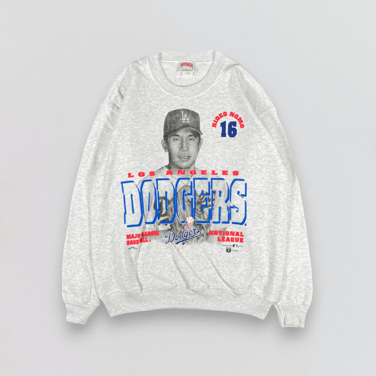 image of La Dodgers Hideo Nomo Sweatshirt in Grey, Men's (Size Medium)