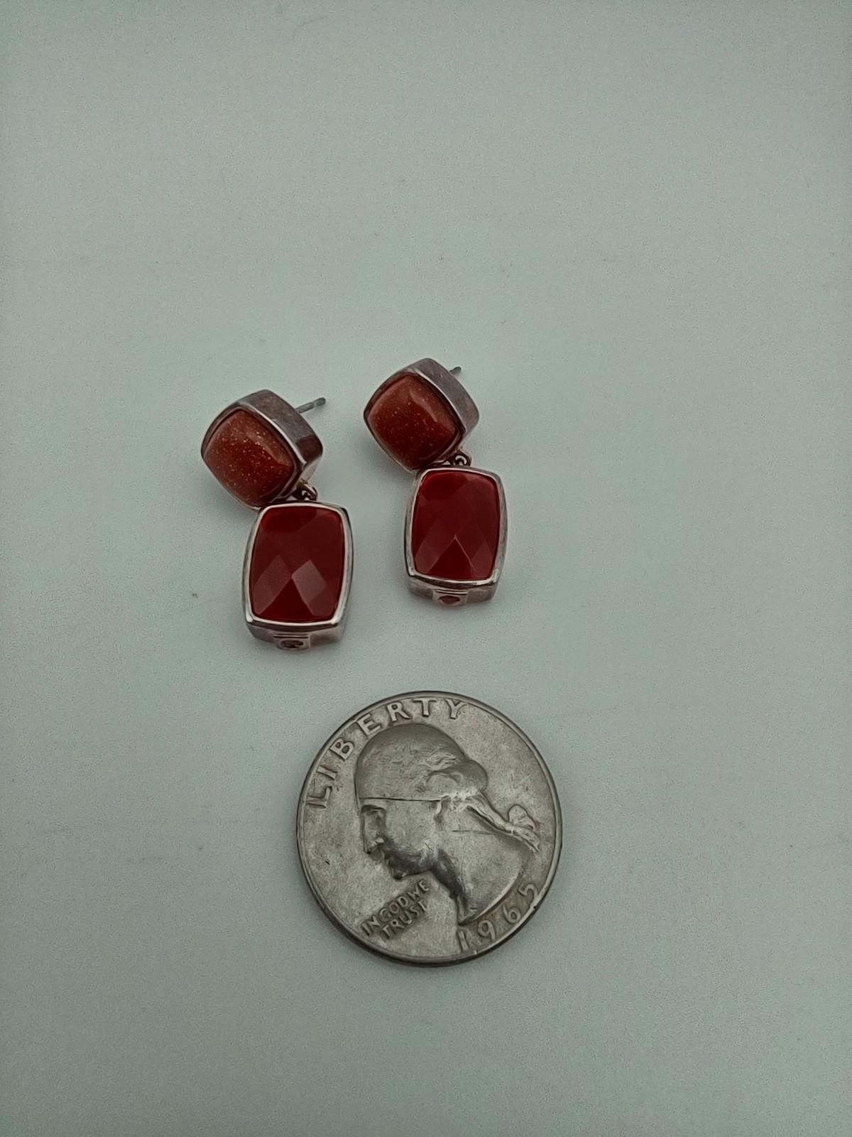The Unbranded Brand Sterling Silver Carnelian Goldstone Drop Dangle Earrings Size ONE SIZE - 3 Thumbnail