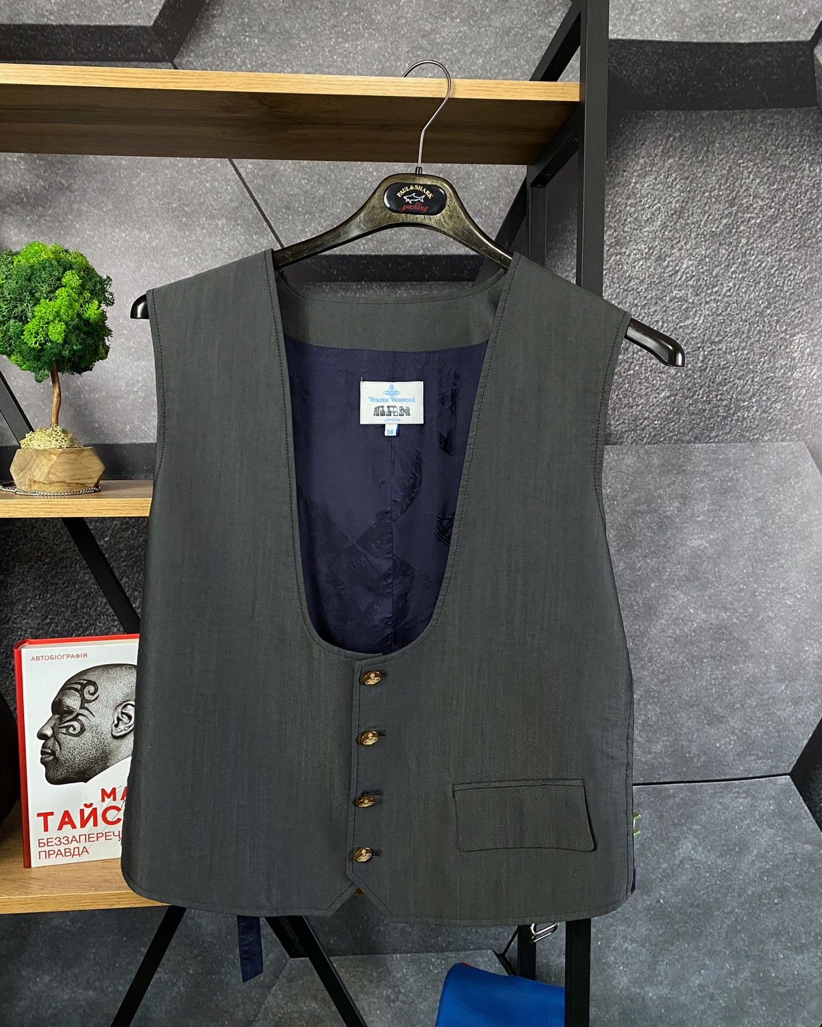 image of Vivienne Westwood Male Two Tone Four Pocket Vest in Grey, Men's (Size Large)