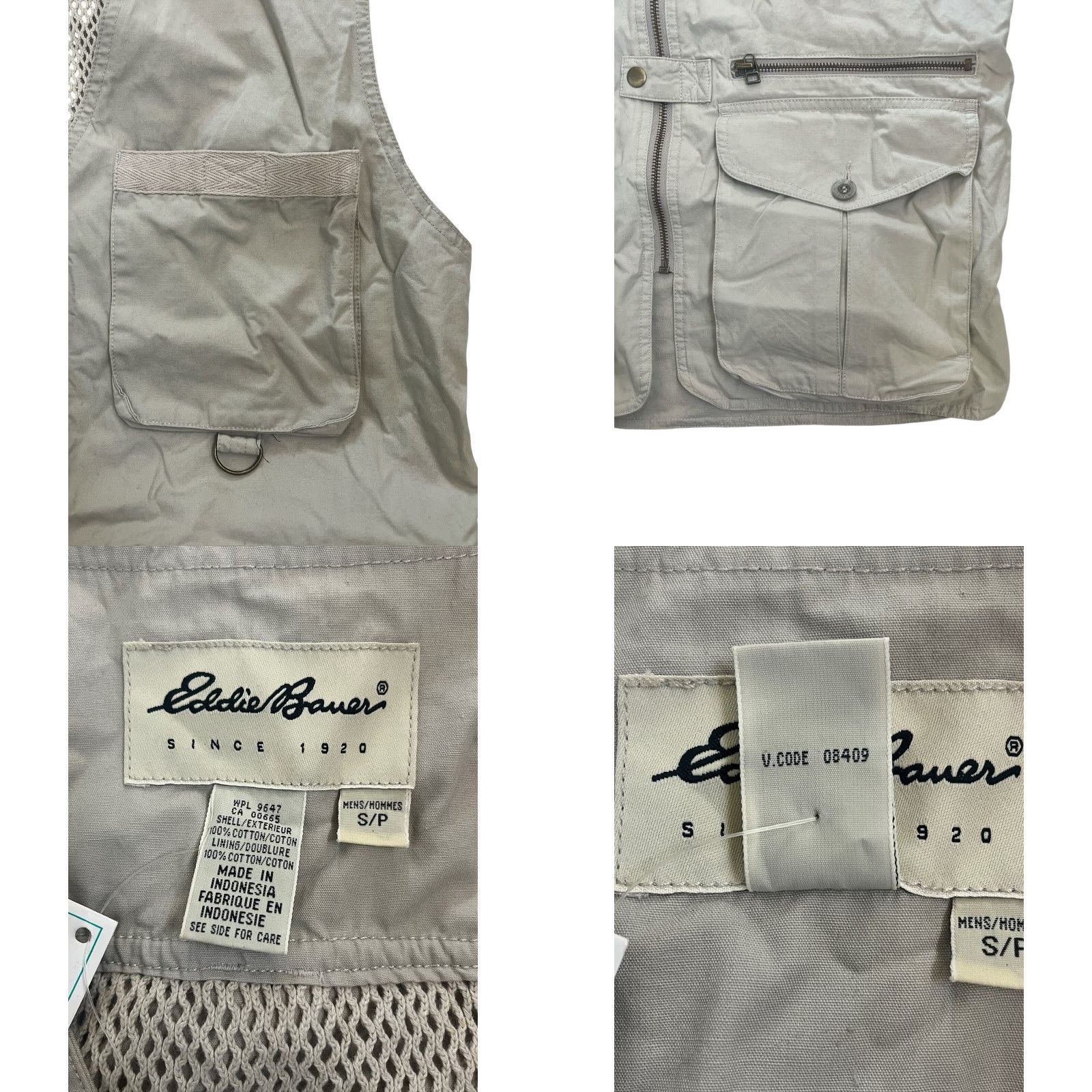 Eddie Bauer VINTAGE Eddie Bauer Vest Mens S Beige Cotton 90s Deadstock NWT Lightweight Canvas 100% Cotton Teflon 30.5" Long 22.5" Across Size US S / EU 44-46 / 1 - 8 Thumbnail