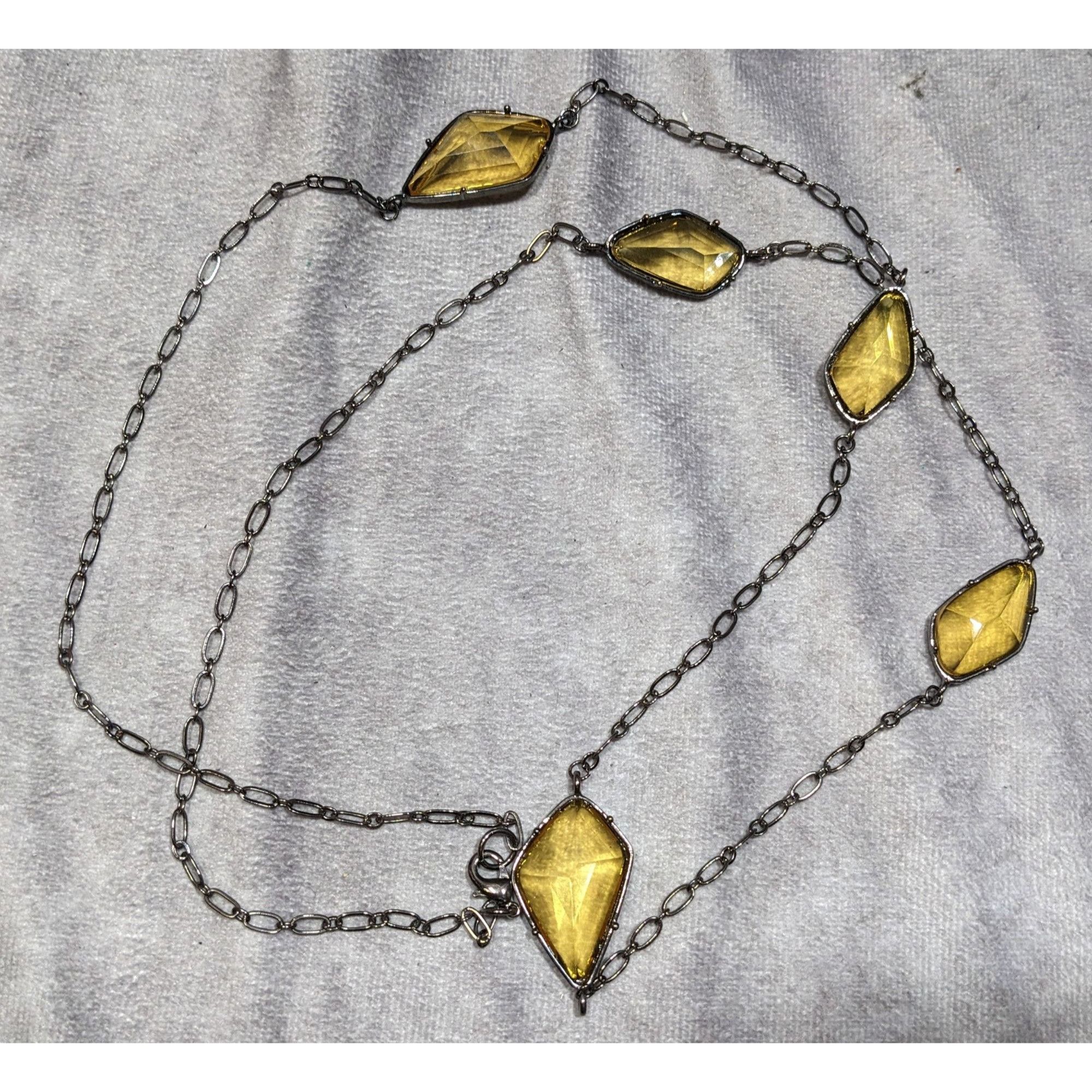 Other Yellow Station Long Chain Necklace With Faceted Stones & Bl Size ONE SIZE - 4 Thumbnail