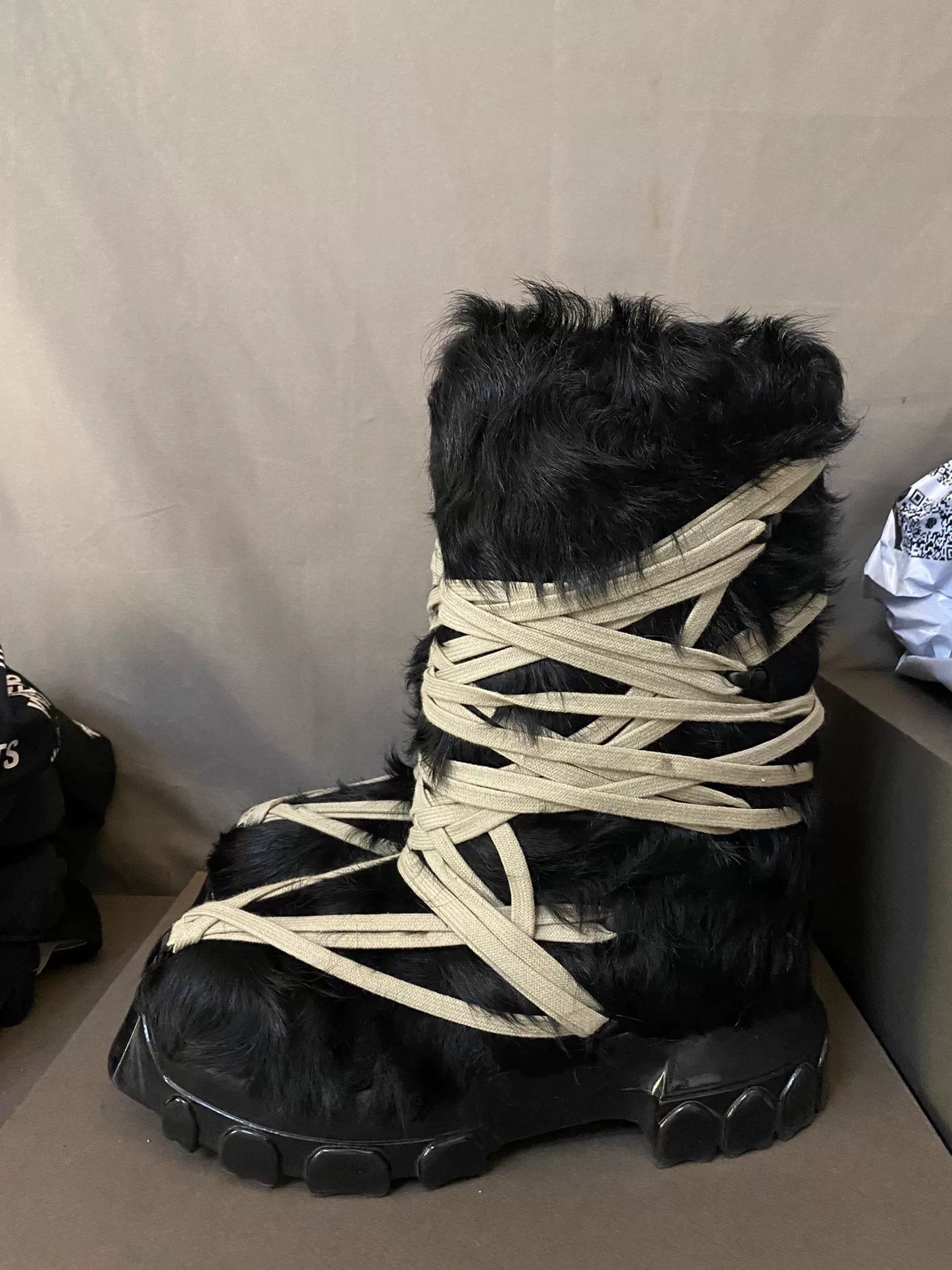Rick Owens rick owens fur lace-up snow boots Size US 7.5 / IT 37.5 - 1 Thumbnail