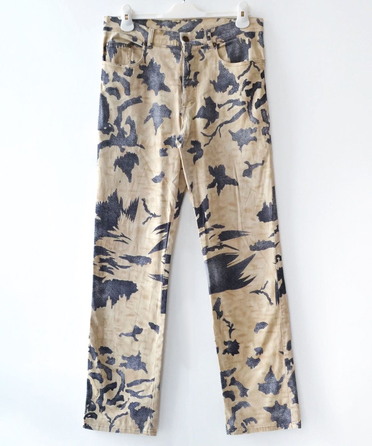 Pantalon Jean Vintage Roberto Cavalli Imprimé Renaissance - Doré - Taille S