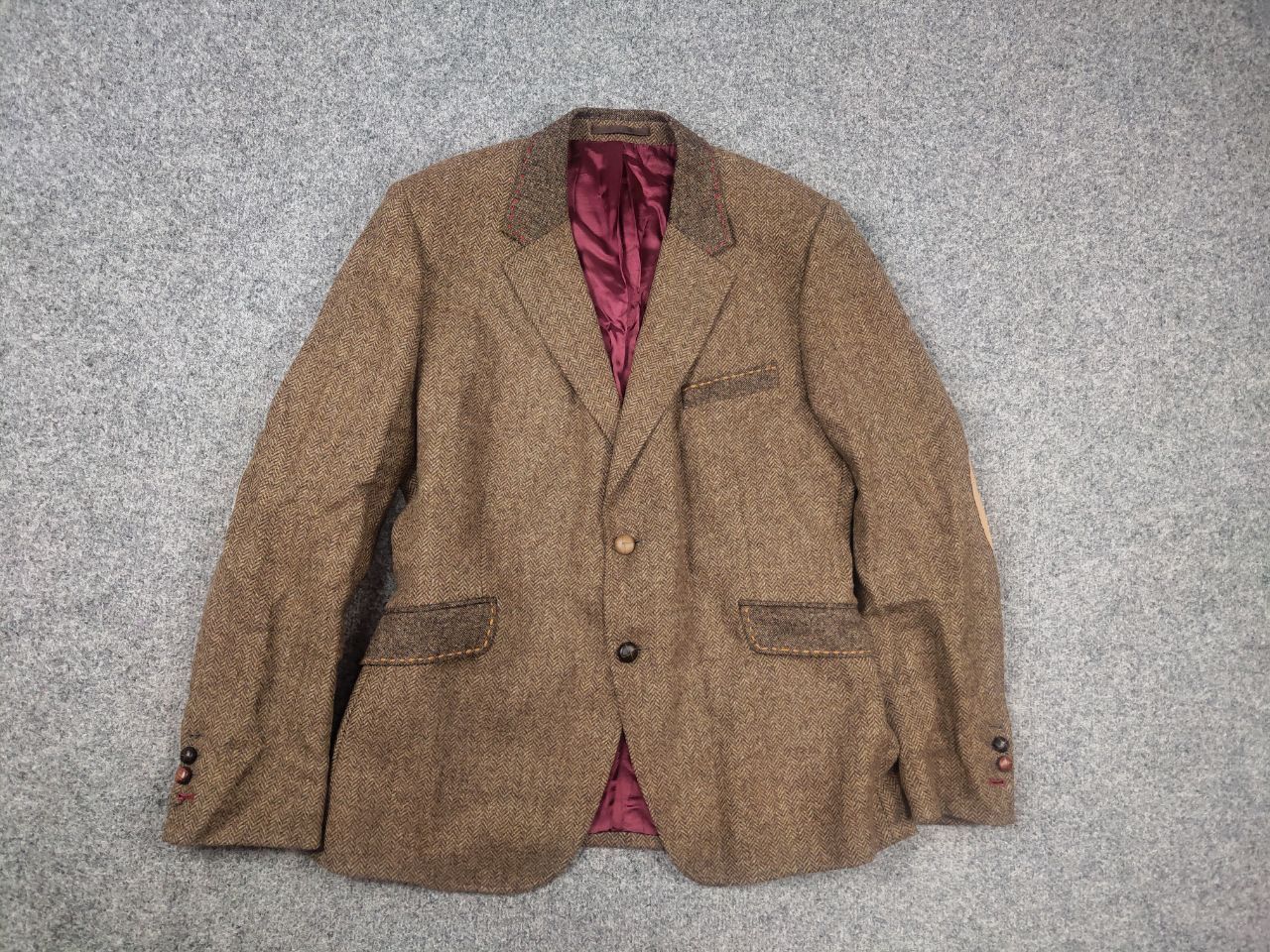 Harris Tweed Holland Esquire Herringbone Tweed Two Button Blazer Jacket Size US L / EU 52-54 / 3 - 2 Thumbnail