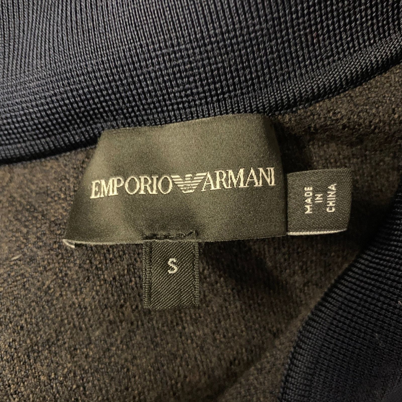 Emporio Armani EMPORIO ARMANI S Navy Herringbone Wool Blend Polo Sweater Size US S / EU 44-46 / 1 - 5 Thumbnail
