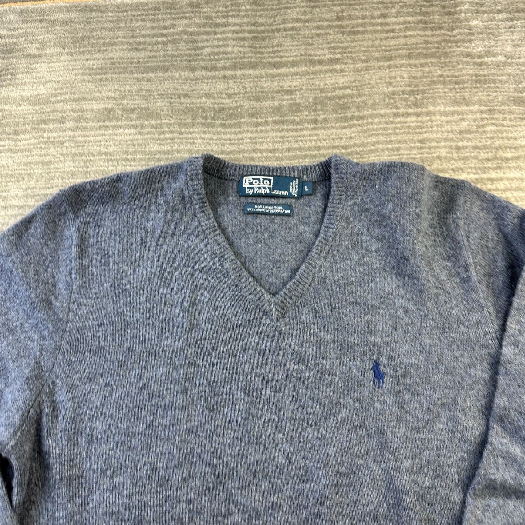 Polo Ralph Lauren Polo Ralph Lauren Sweater Mens Large Blue Lambswool V Neck Pullover Knit Grandpa Size US L / EU 52-54 / 3 - 3 Thumbnail
