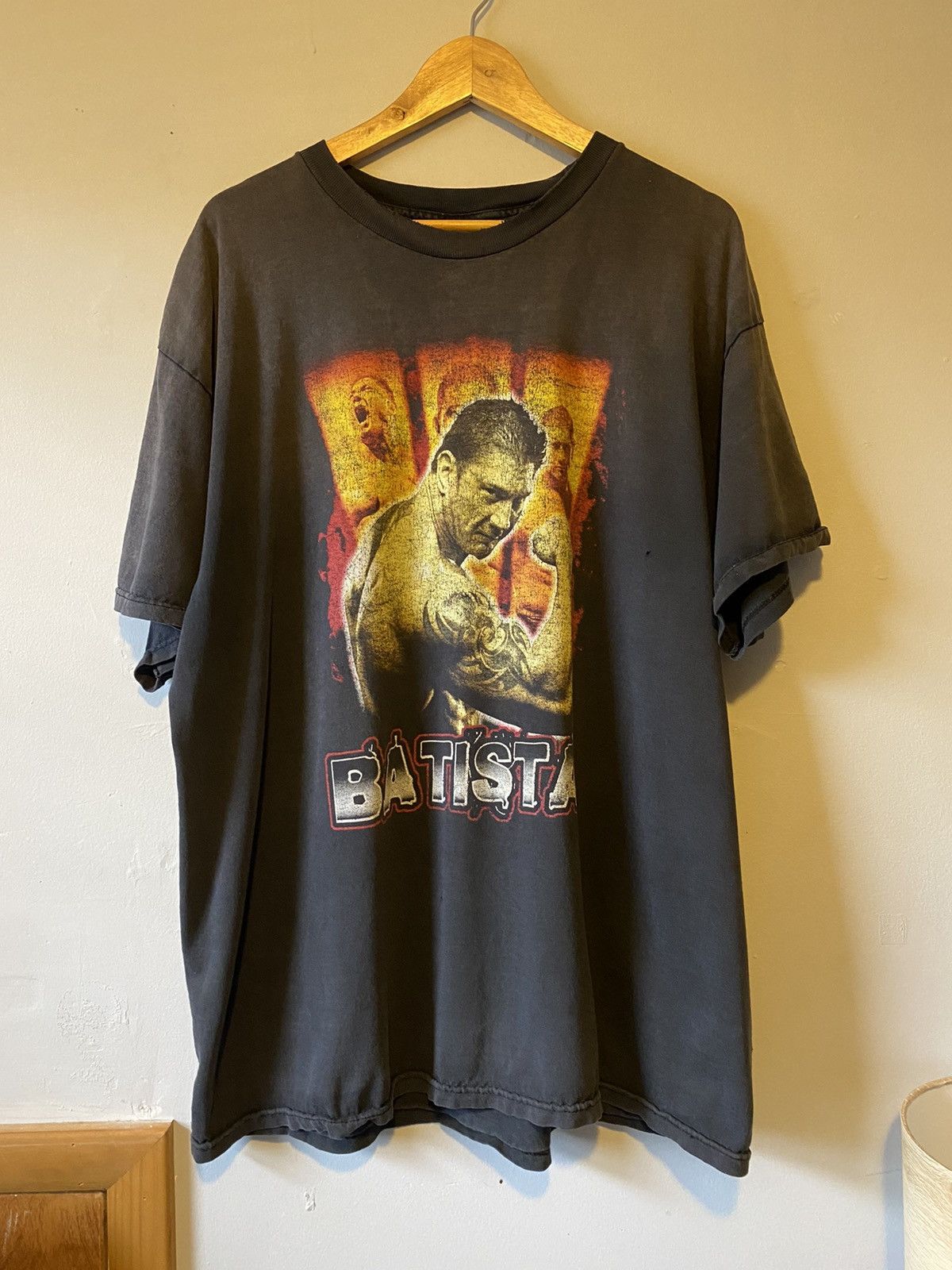 image of Vintage Y2K Wwe Batista Wrestling T-Shirt XL in Black, Men's