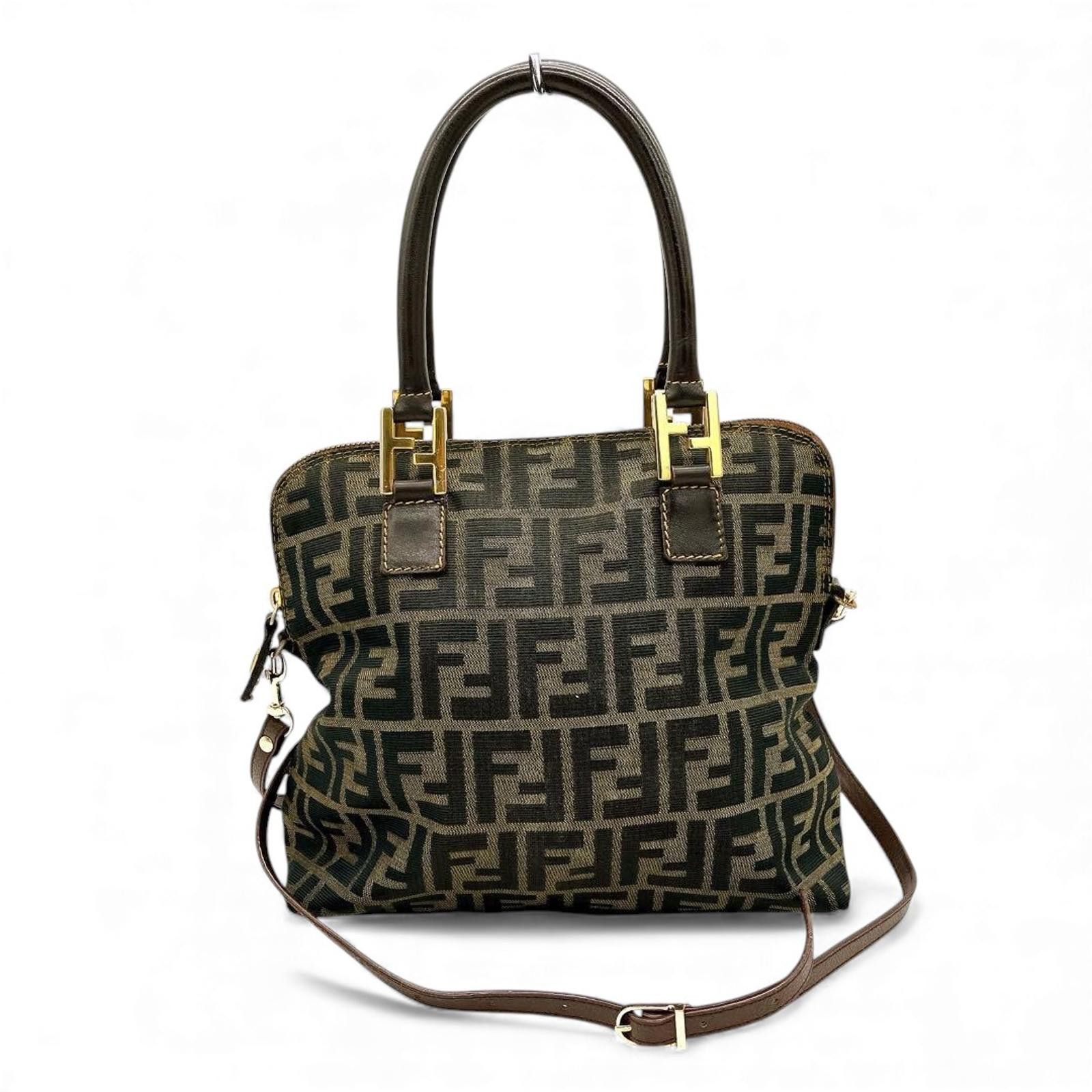 Fendi Fendi - Monogram Canvas Handbag Leather Handles Size ONE SIZE - 2 Thumbnail