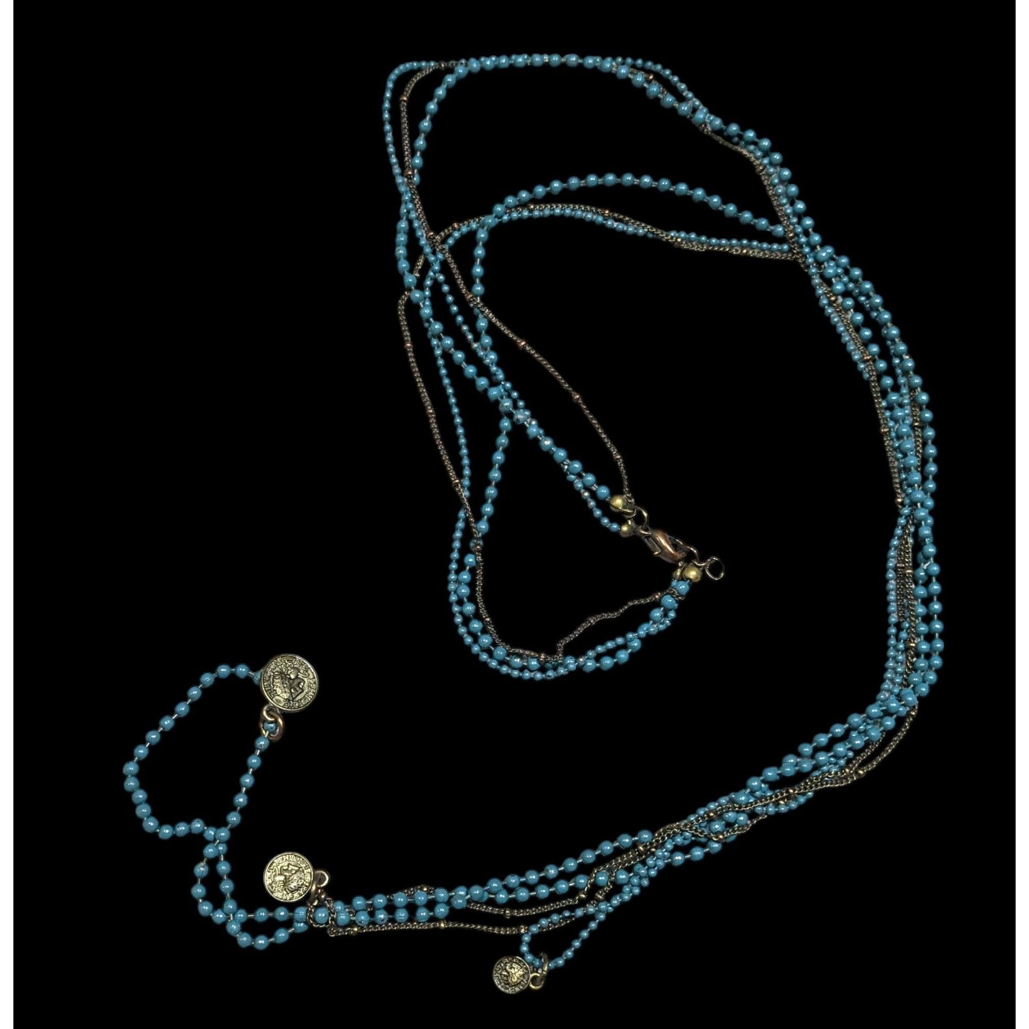 Other Bohemian Layered Mini Medallion Charm Blue And Gold Tone Nec Size ONE SIZE - 1 Thumbnail