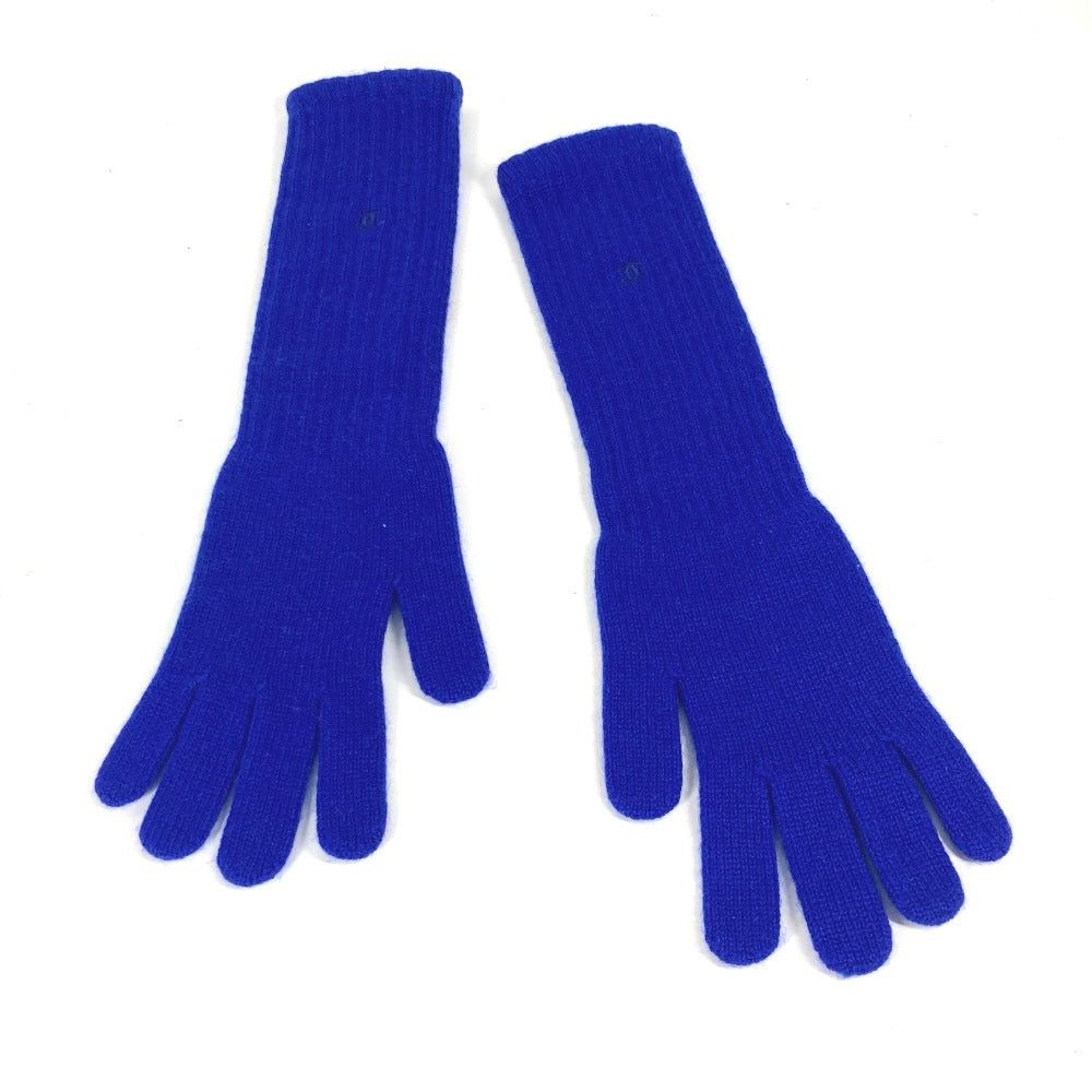 Chanel Chanel Long Glove Cc Coma Mark Accessories Cashmere Women Blue Size ONE SIZE - 1 Thumbnail