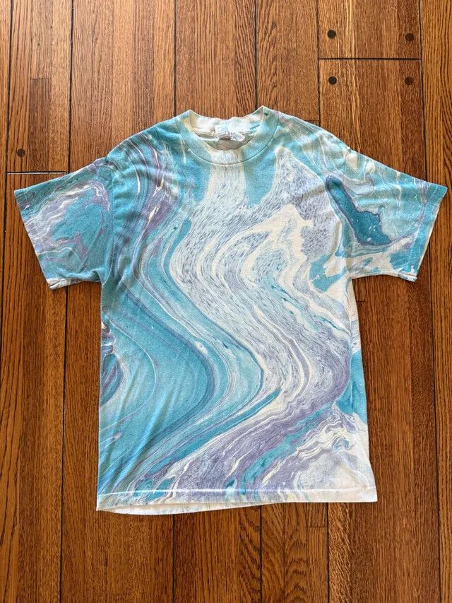Vintage Vintage Psychedelic Tie Dye Marbled T-Shirt Size US M / EU 48-50 / 2 - 2 Thumbnail