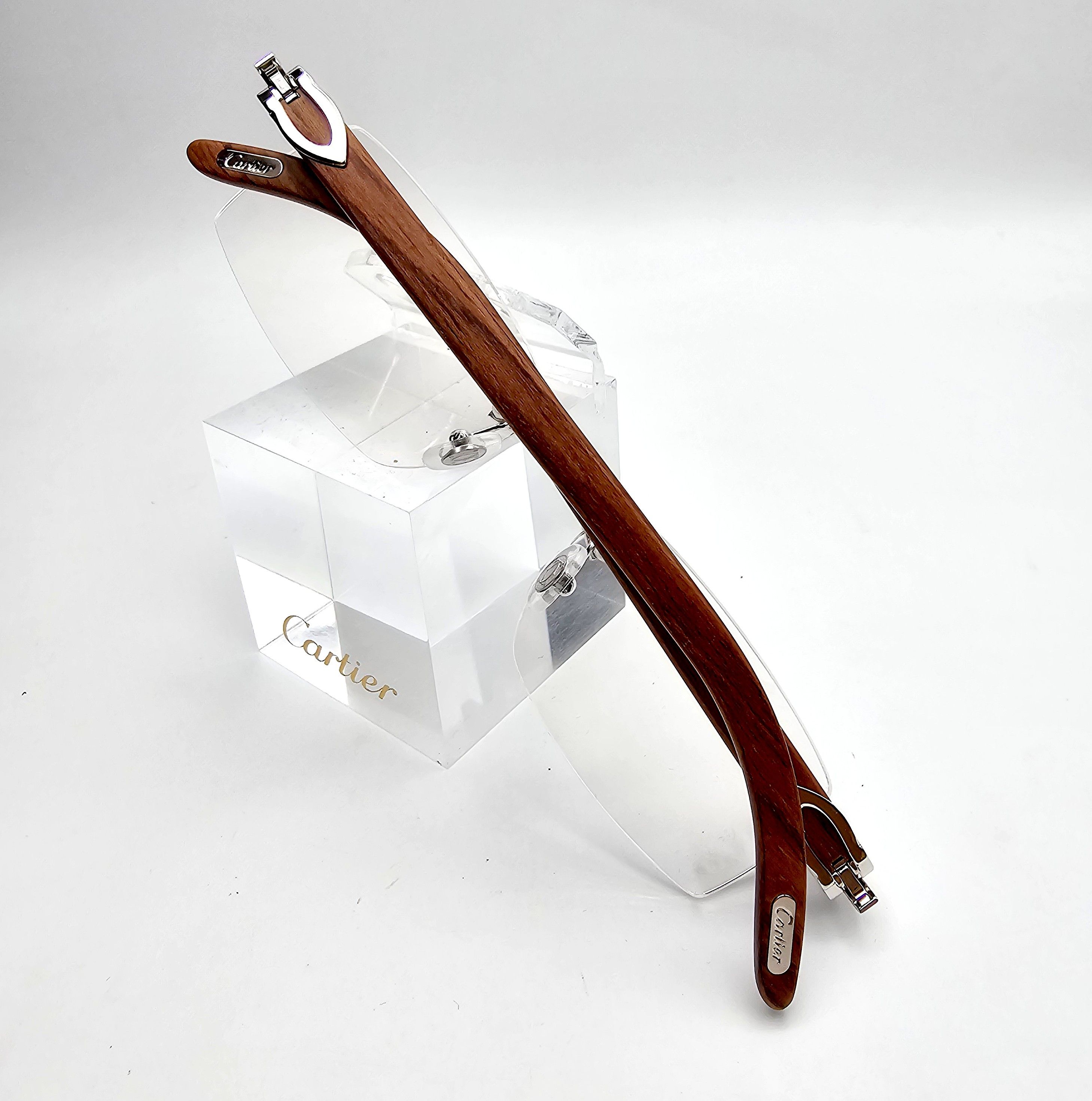 Cartier NEW! Cartier Ibiza Wood Silver Glasses CT00520 Size ONE SIZE - 3 Thumbnail
