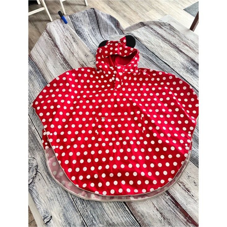 Disney Disney Parks Adult Red Polka Dot Hooded Rain Poncho with Min Size L / US 10 / IT 46 - 2 Thumbnail