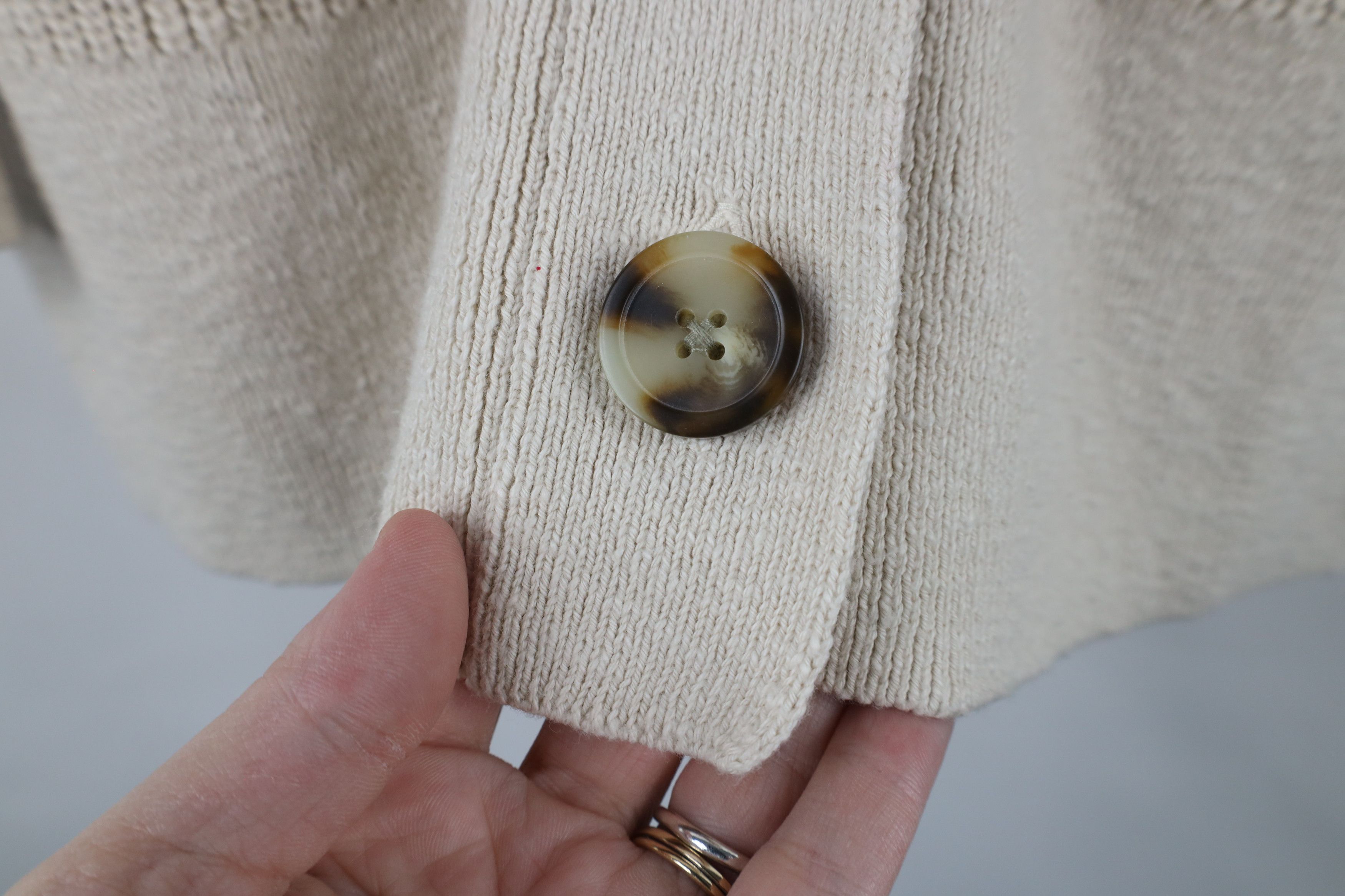 Madewell × Vintage Madewell Cotton Ribbed Knit Lovell Cardigan Sweater Beige Size M / US 6-8 / IT 42-44 - 4 Thumbnail