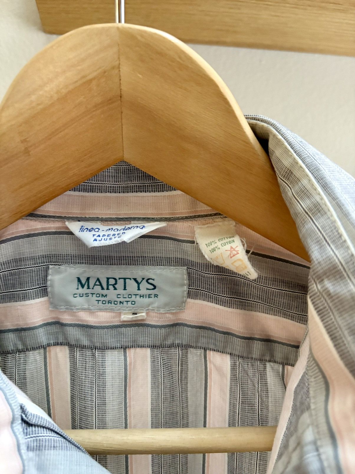 Vintage Marty’s vintage 80s grey/white/pink striped dress shirt Size US M / EU 48-50 / 2 - 2 Thumbnail