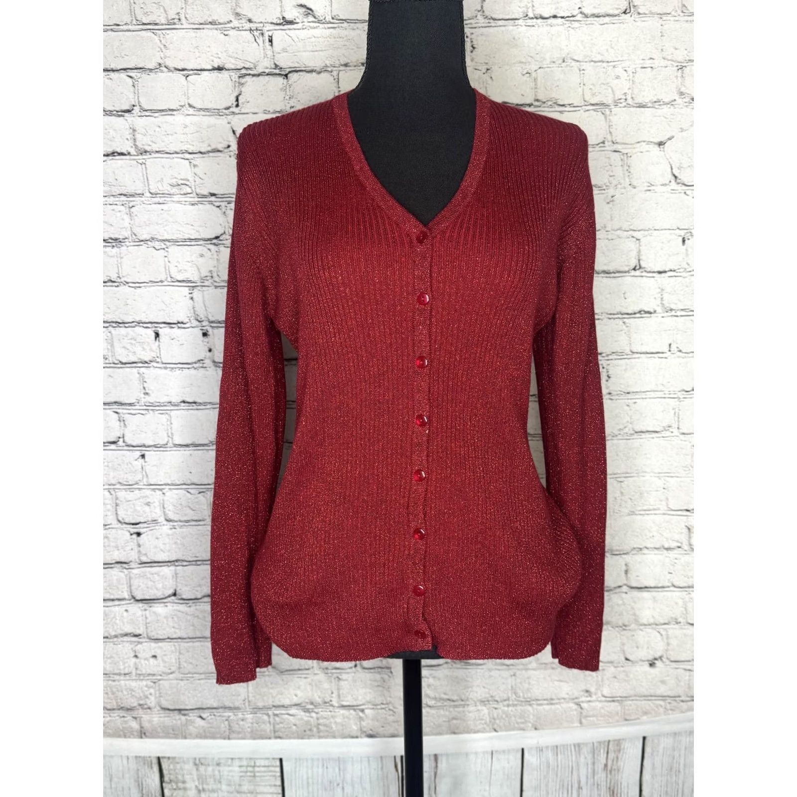 Vintage VINTAGE Style & Co. Women's Red Button-Up Cardigan Sweater XL Size XL / US 12-14 / IT 48-50 - 6 Thumbnail