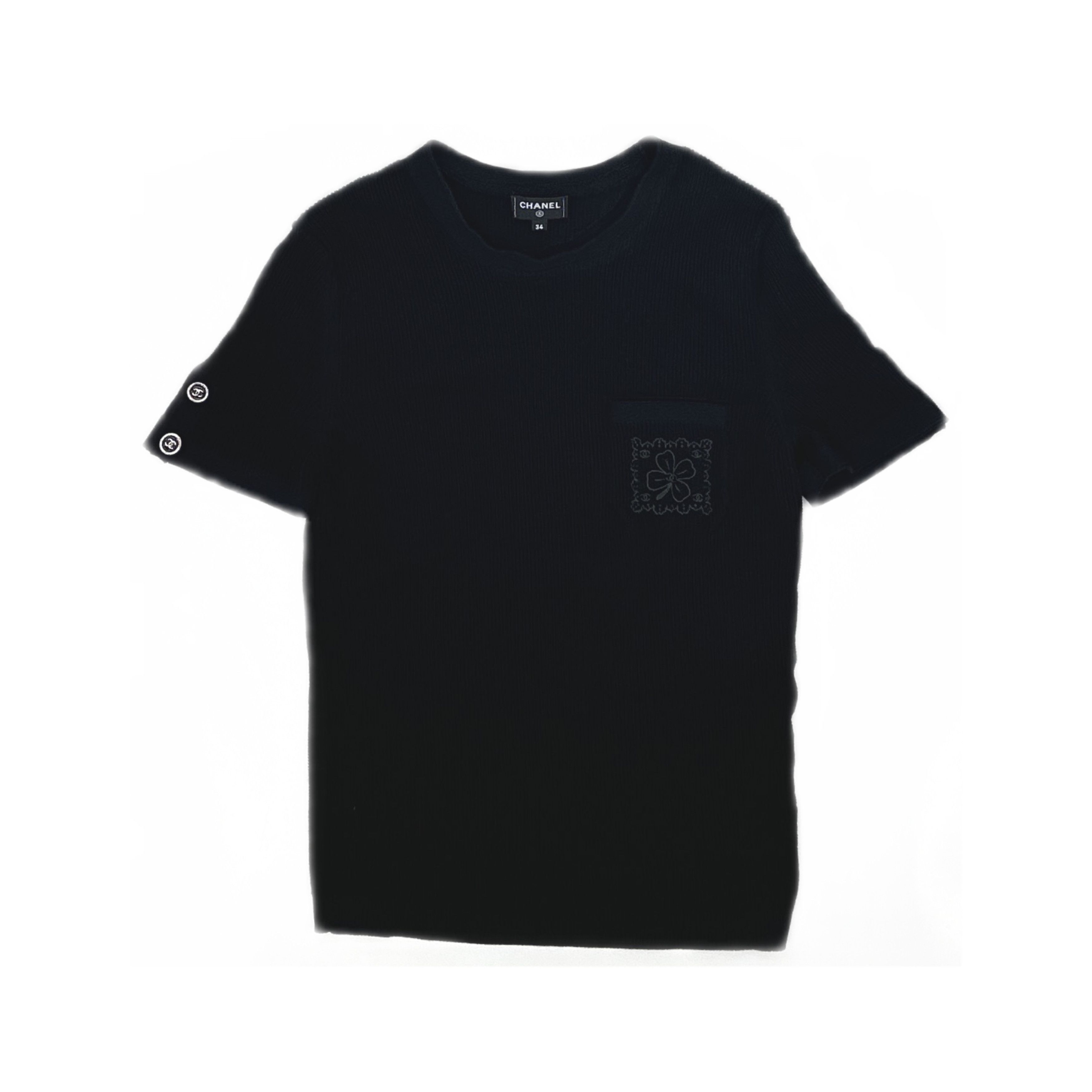 Chanel Chanel Black Knit Short Sleeve T-Shirt Size 34 Size XS / US 0-2 / IT 36-38 - 1 Thumbnail