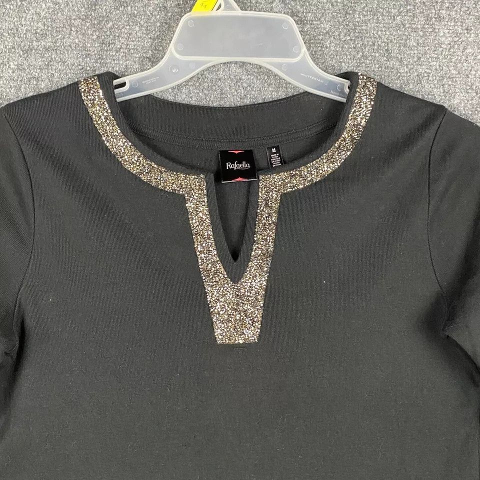 Other Rafaella Top Women's Medium Long Sleeve Black 100% Cotton M Size M / US 6-8 / IT 42-44 - 2 Thumbnail