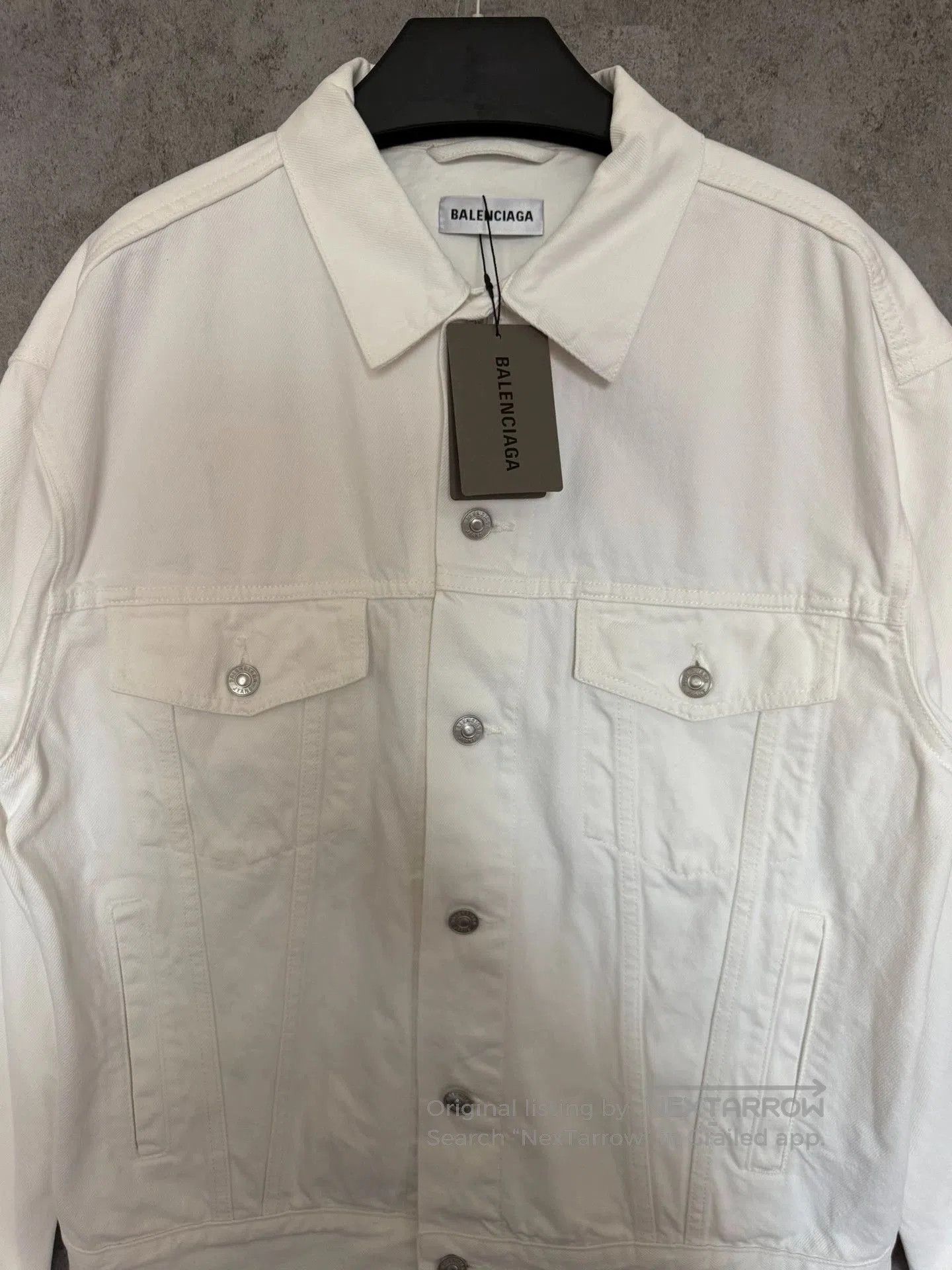 Balenciaga Balenciaga White Denim Jacket with Logo. Size US S / EU 44-46 / 1 - 2 Thumbnail