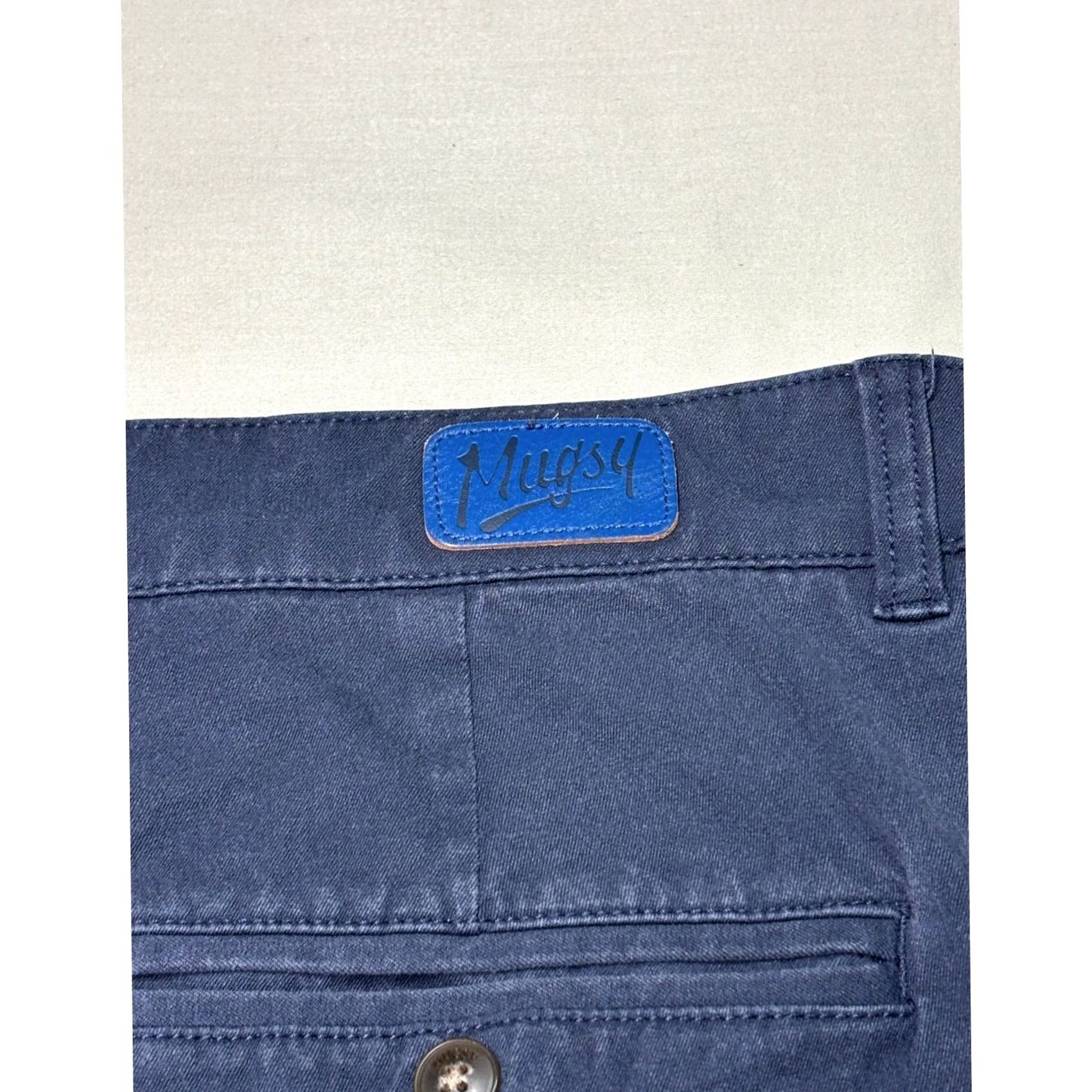 Vintage Mugsy Morgans Navy Blue Chino Shorts Mens 38x7 Casual Travel Comfort Stretch Pocket Zip Button 7 Inseam Mid Rise Cotton Blend Size US 38 / EU 54 - 7 Thumbnail