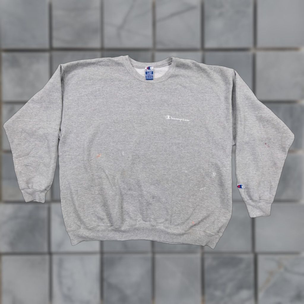 Champion VINTAGE Champion Sweatshirt Mens Adult XL Gray Crewneck 90s Paint Splatter Outdoor Sweatshirt Size US XL / EU 56 / 4 - 1 Thumbnail