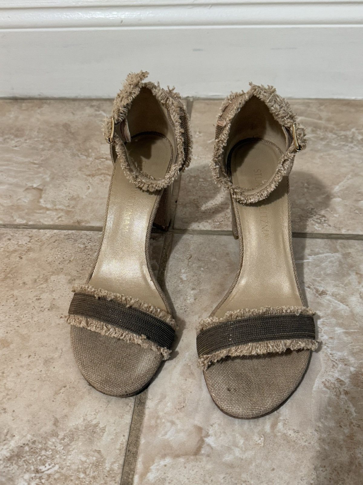 Stuart Weitzman Women's Beige Heeled Sandals Stuart Weitzman Size US 8 / IT 38 - 3 Thumbnail