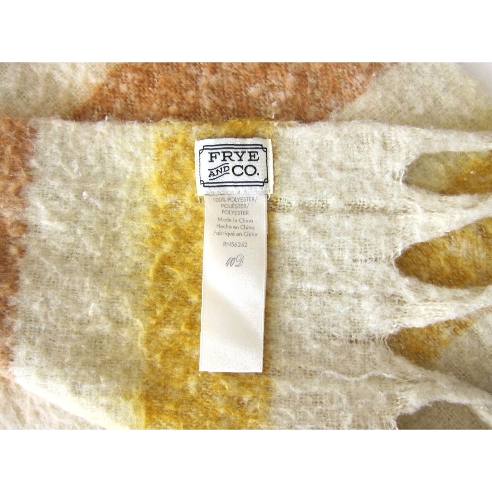 Frye Frye And Co. Yellow Brown Ivory Knit Wide Long Neck Scarf Shawl Wrap 15" X 86.5" Size ONE SIZE - 3 Thumbnail