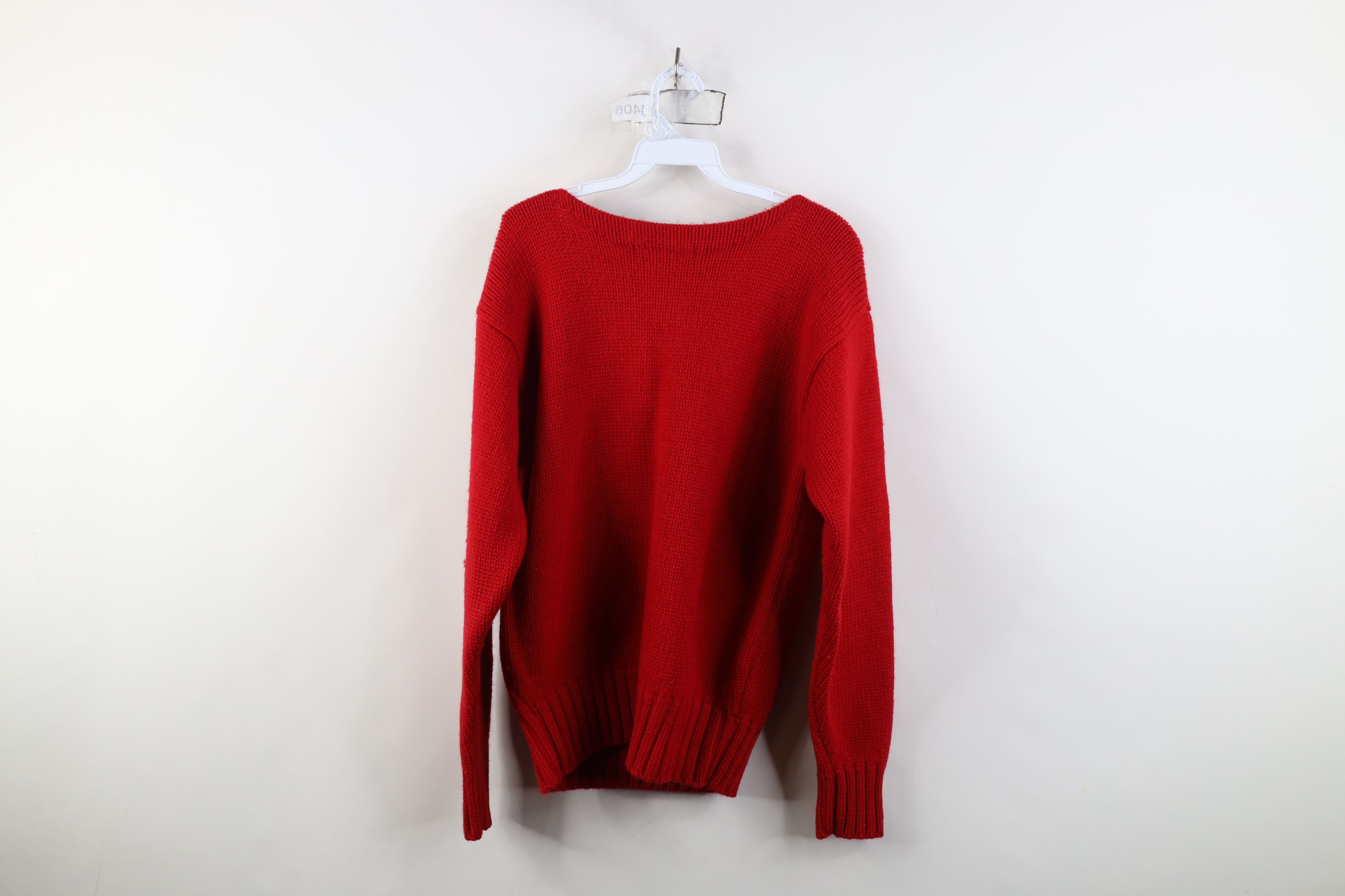 Ralph Lauren Vintage 70s 80s Ralph Lauren Heavyweight Wool Sweater Red Size L / US 10 / IT 46 - 9 Thumbnail