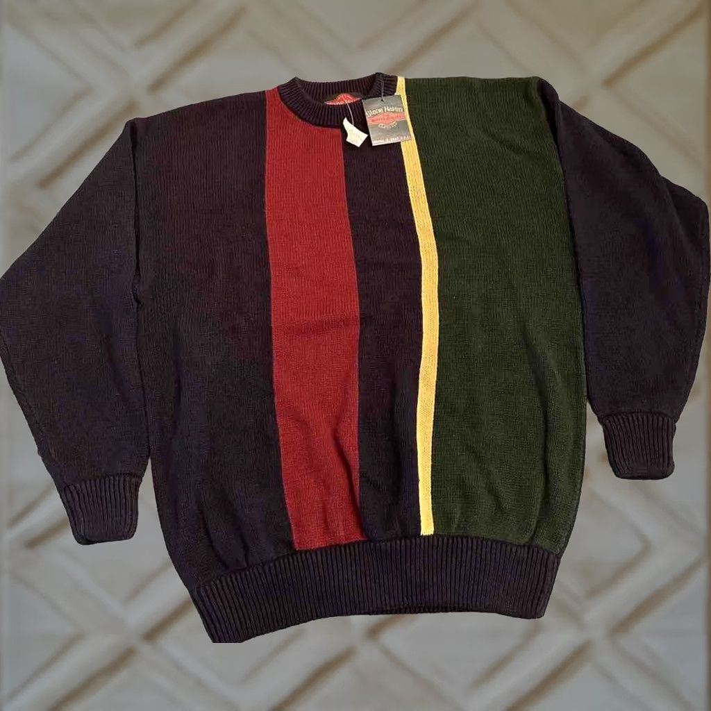 Vintage VINTAGE Stone Haven Sweater Mens XL Cotton Blend Knit Blue Green Red NWT Pullover Long Sleeve Regular Heavyweight All Seasons Retro Knit Shirt Men Size US XL / EU 56 / 4 - 1 Thumbnail