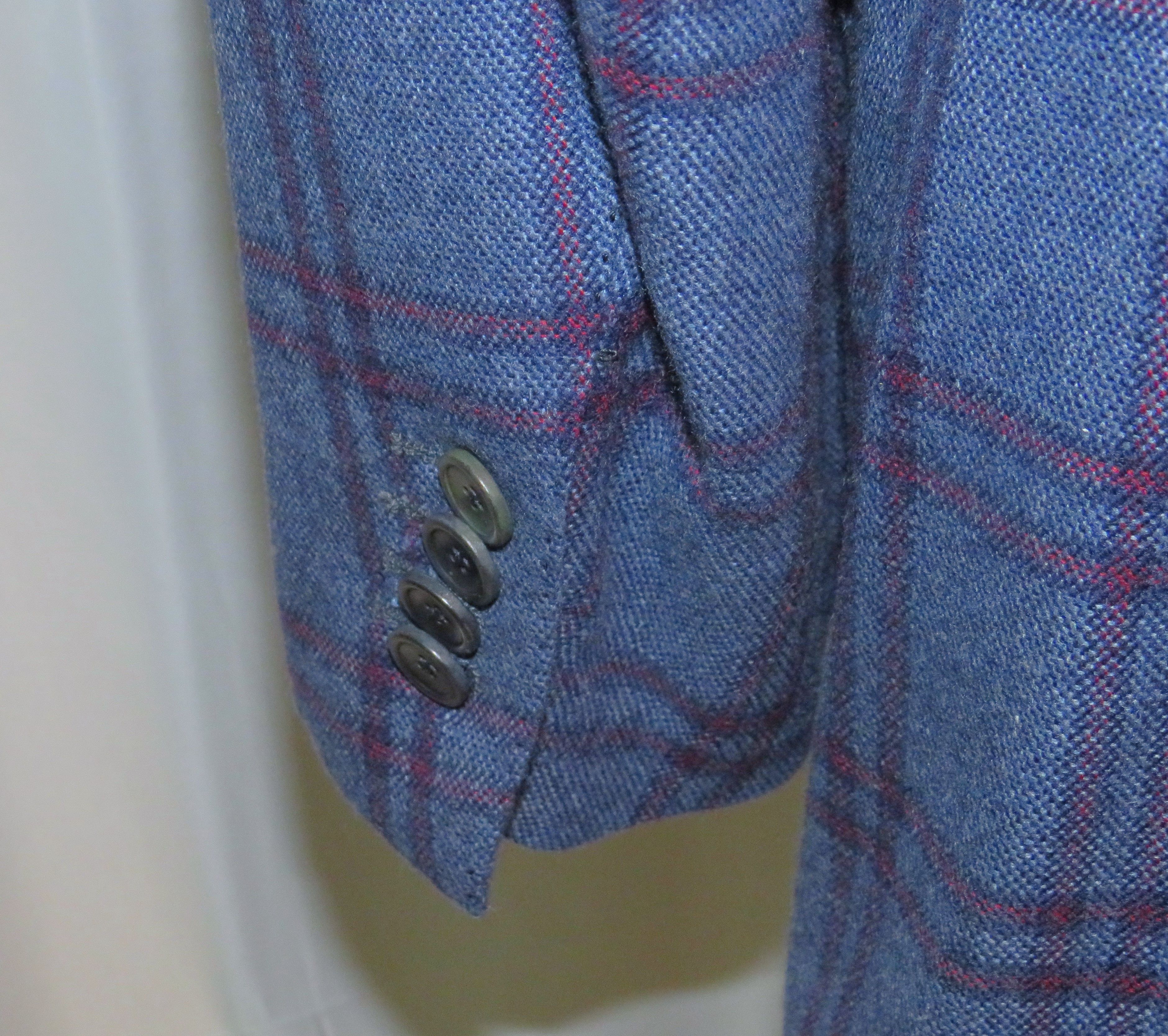 Cesare Attolini × Tincati Blue Plaid 100% Cashmere Sport Coat 42R Size 42R - 8 Thumbnail