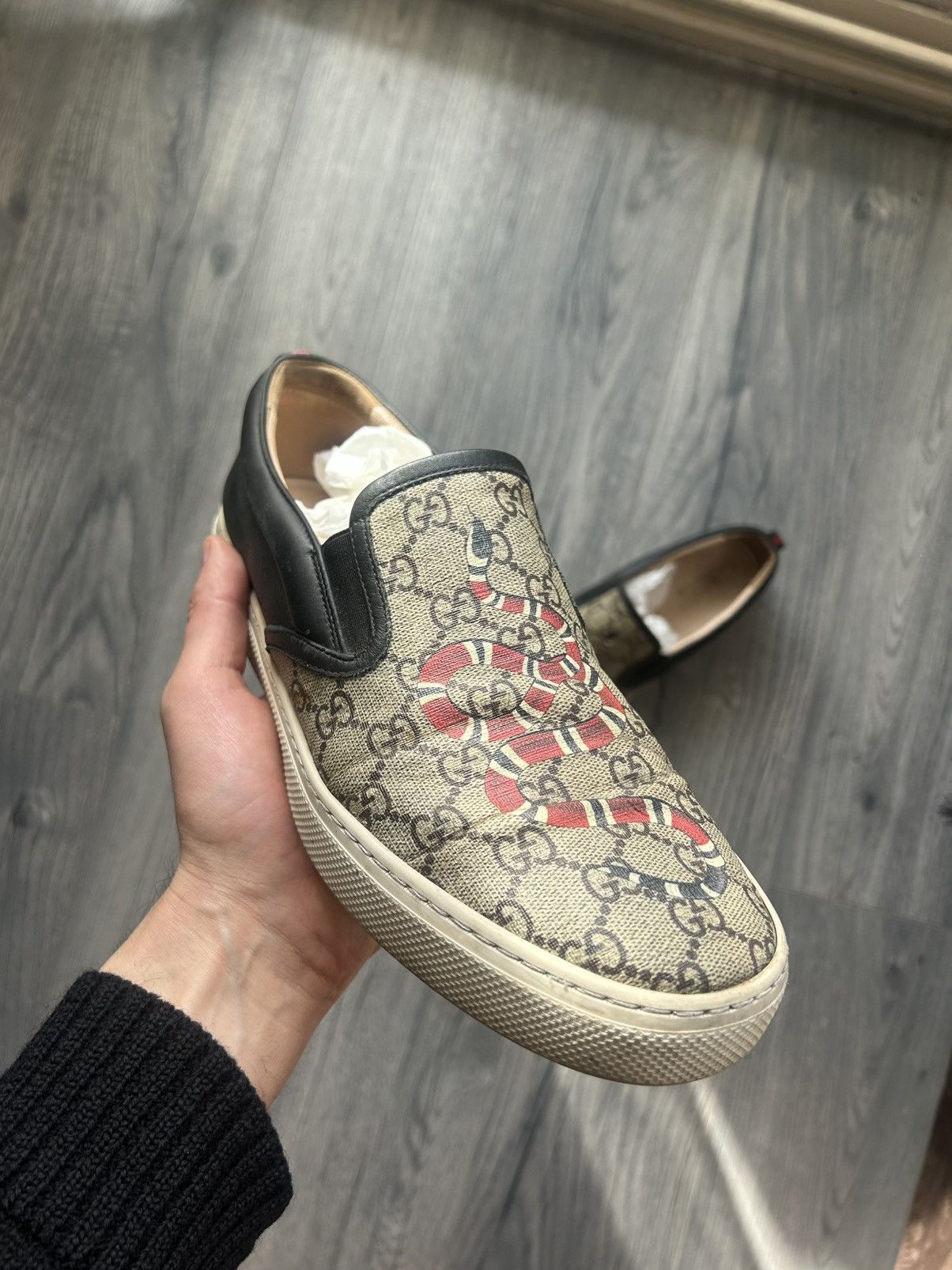 Gucci Gucci GG Supreme Snake Slip-On Sneakers Size US 10 / EU 43 - 6 Thumbnail