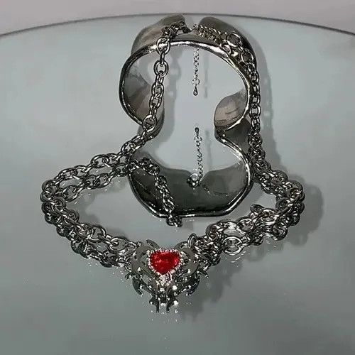 Jewelry Electro Chain Crystal Heart Silver Abstract Star Pop Fantasy Size ONE SIZE - 2 Thumbnail