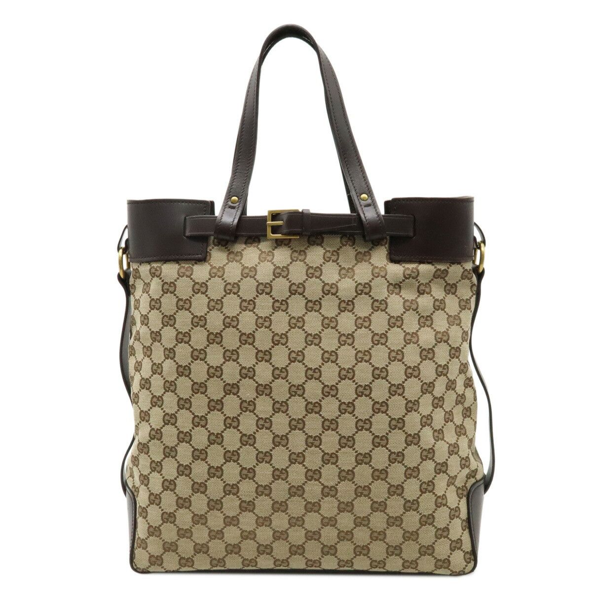 Gucci Gucci GG Canvas Tote Bag 2Way Shoulder Bag Khaki Beige/brown 107756 Canvas Shoulder Bag 107756, Women's