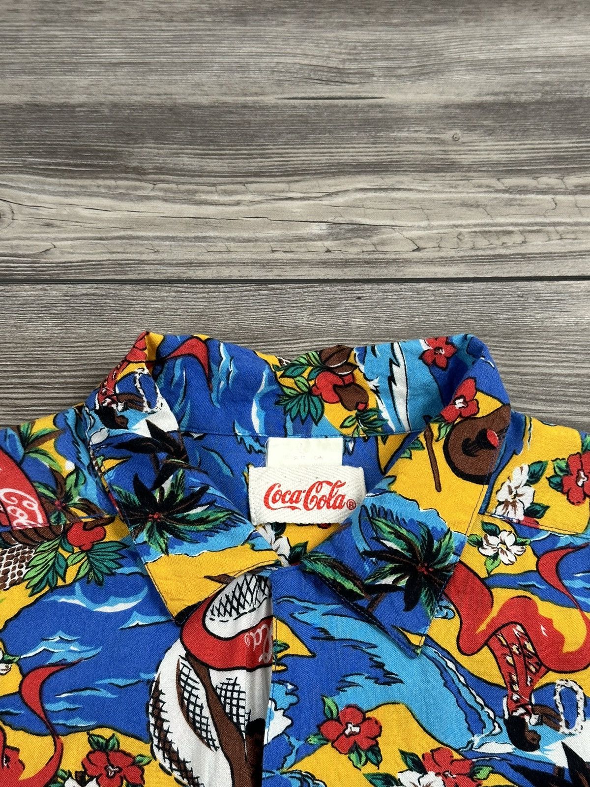 Coca Cola × Vintage Crazy 80’s Coca Cola Rayon Hawaiian Button Up Shirt Size US M / EU 48-50 / 2 - 3 Thumbnail