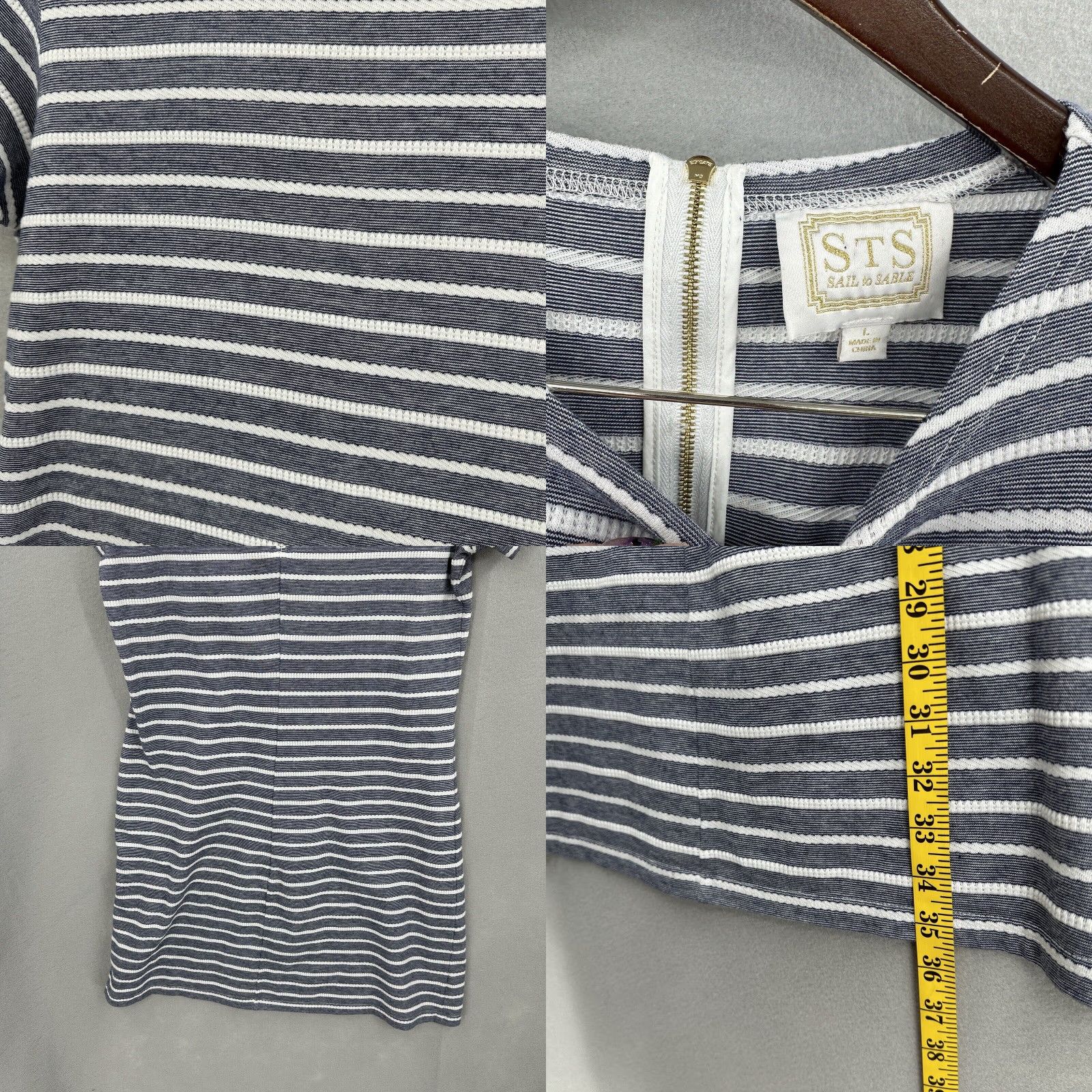 Nautica Sail to Sable Dress Womens L Striped Nautical Knit Cotton A-Line Mini Sleeveless Zipper Navy Blue Nike? Size L / US 10 / IT 46 - 8 Thumbnail