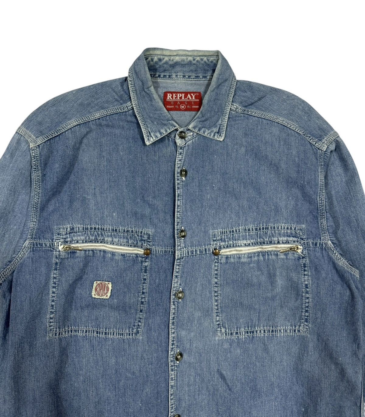 Replay × Vintage Vtg🔥90’s Replay Base Denim Shirt Made In Italy Size US M / EU 48-50 / 2 - 3 Thumbnail