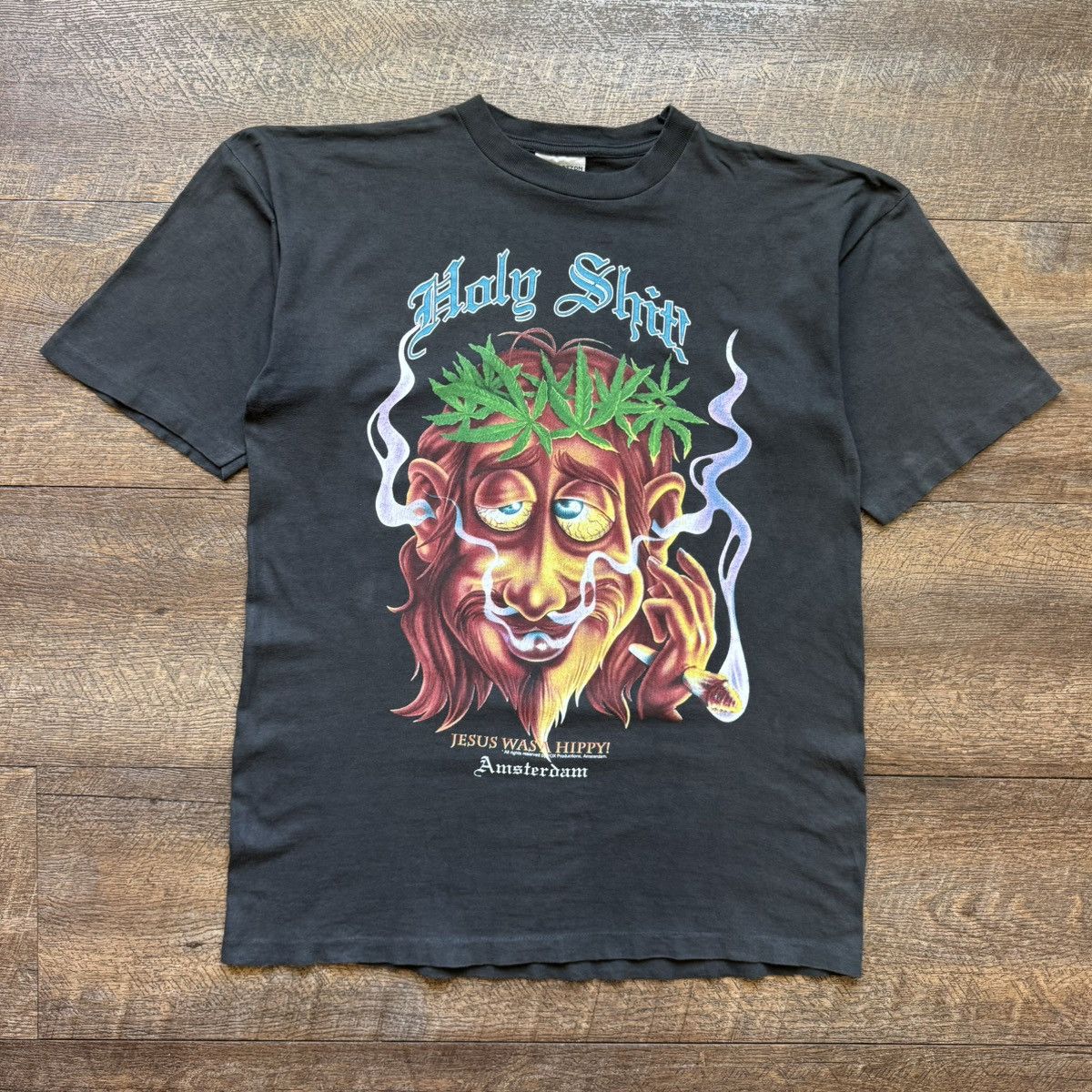 Vintage VTG 90s Mens M/L "HOLY SH*T JESUS WAS A HIPPY!" Stoner Tee Size US M / EU 48-50 / 2 - 1 Thumbnail