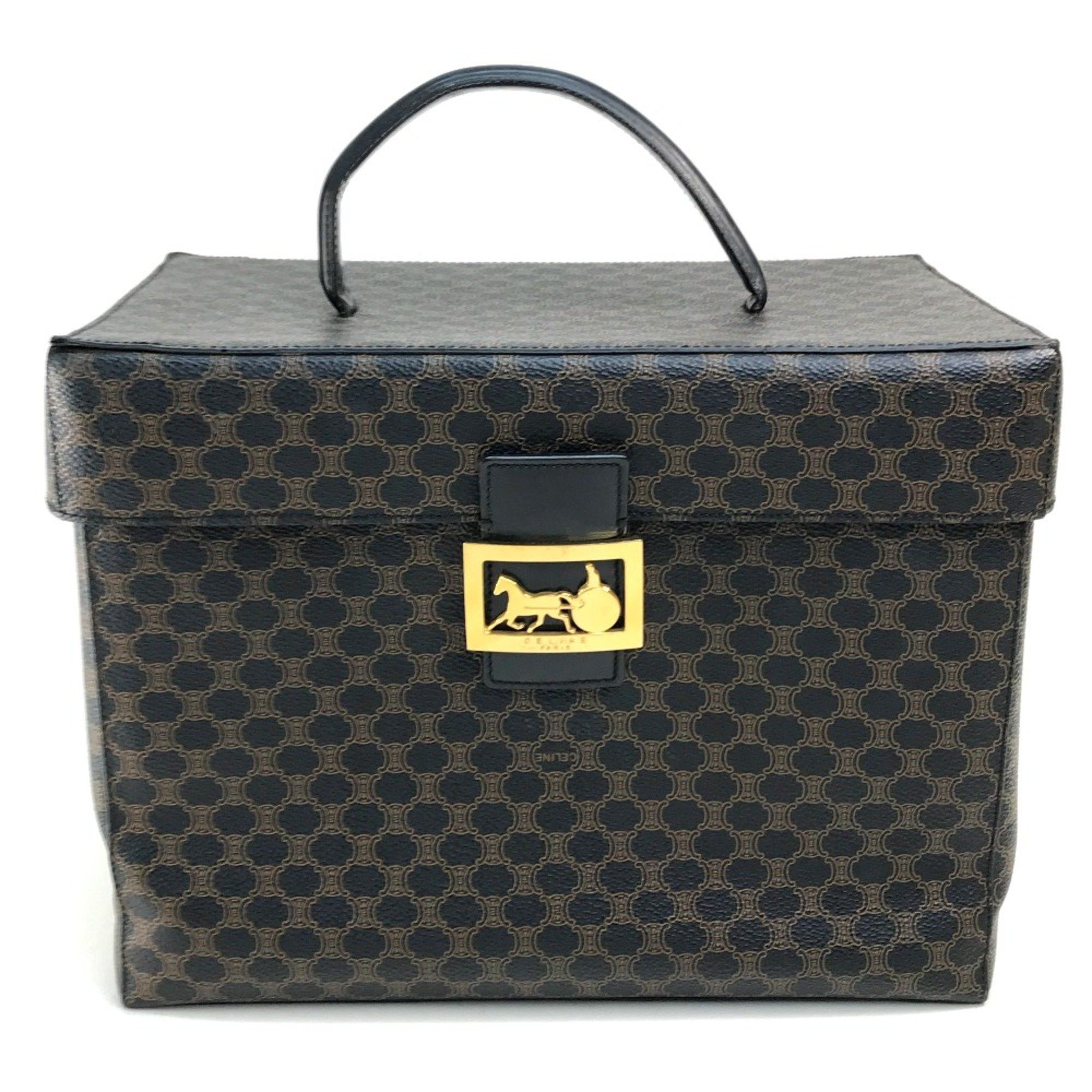 Celine CELINE Logo Carriage Hardware Bag Hand Bag Makeup box Vanity bag Dark brown Size ONE SIZE - 1 Thumbnail