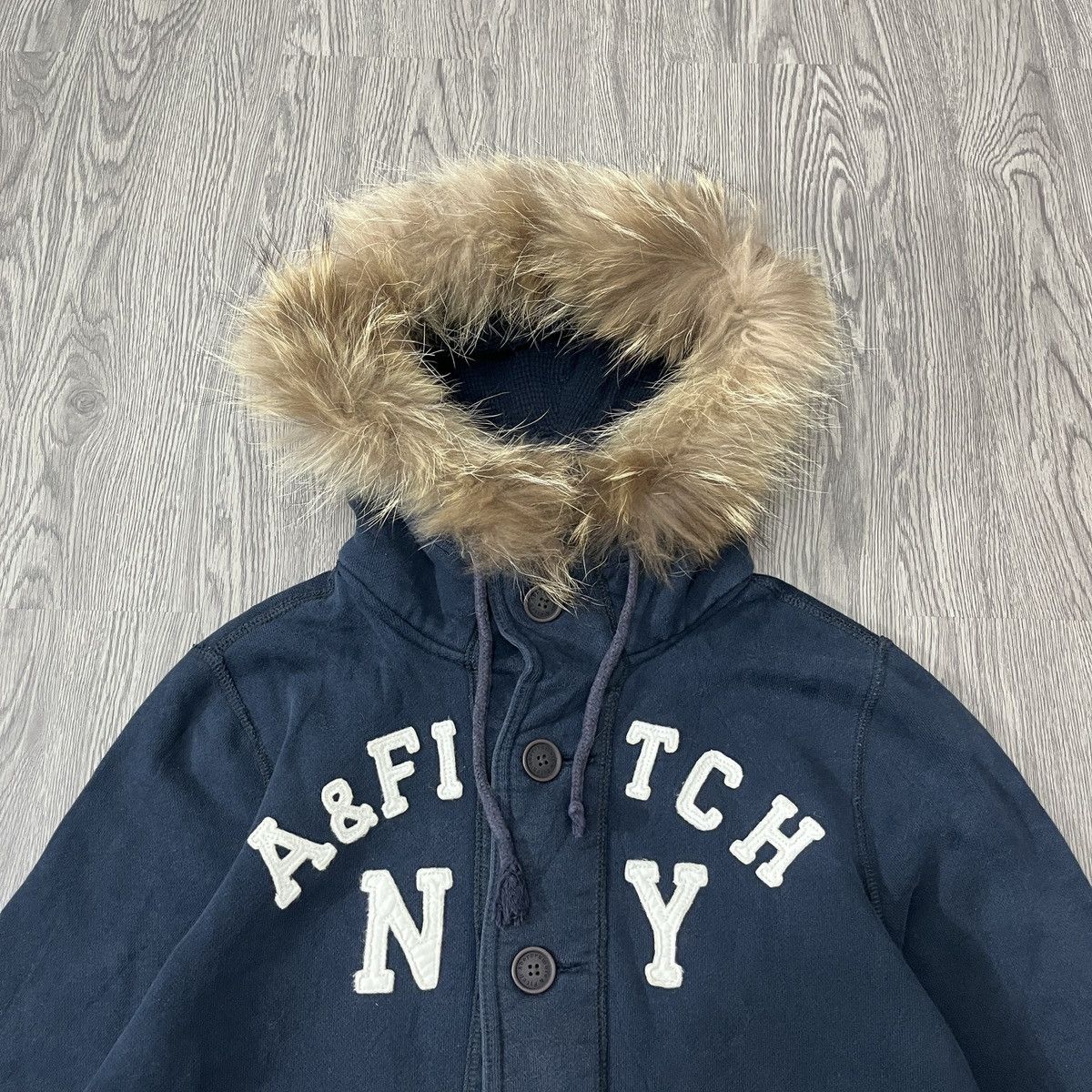 Japanese Brand Abercrombie & Fitch Button Fur Termal Hoodie Navy Size US M / EU 48-50 / 2 - 2 Thumbnail
