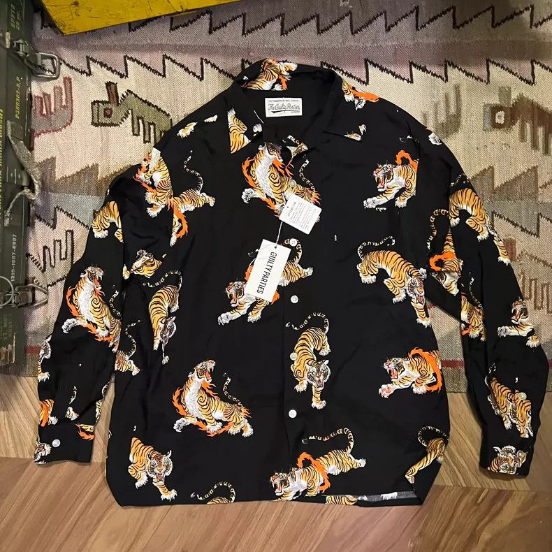 トップス 25ss WACKO MARIA TIGER SHAWAIIAN SHIRT Wacko Maria Tiger-Print Short-Sleeve Shirt In Yellow - 45
